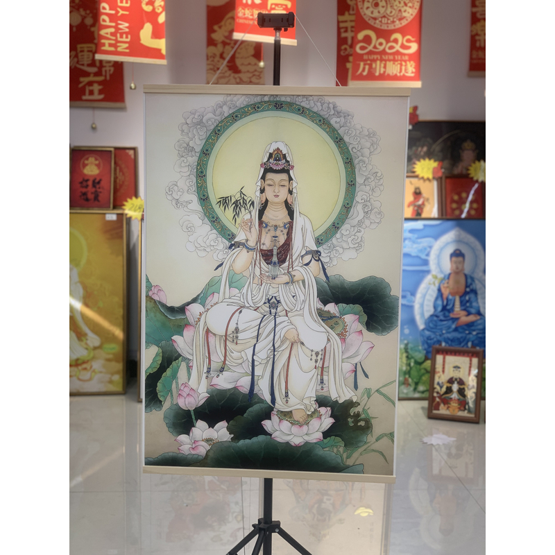 [517观音]60x90cm现代简约挂轴装饰画办公室家居装饰画