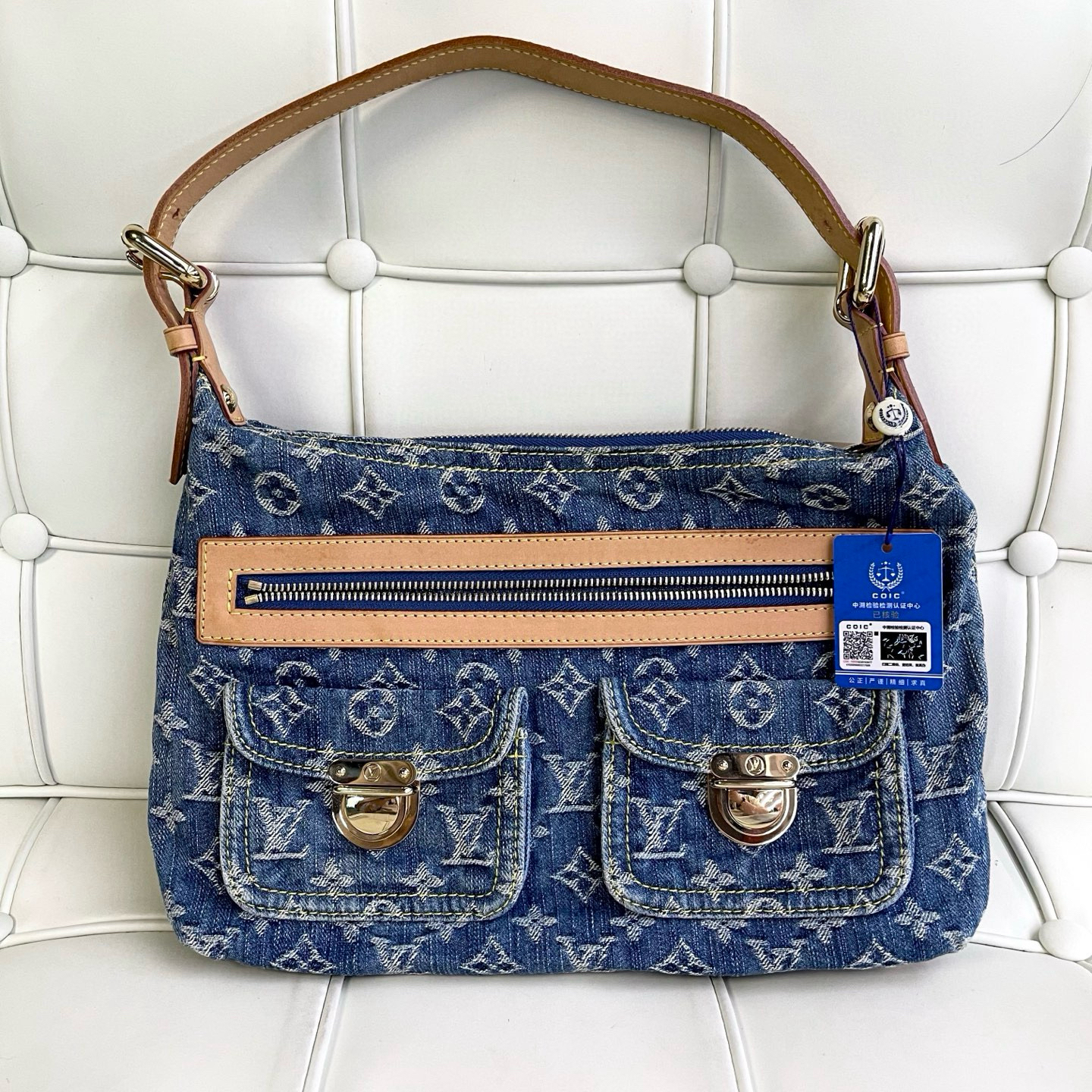 95新 LouisVuitton/路易威登 119611 lv中古牛仔丹宁腋下包