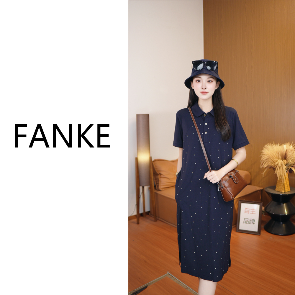 [魅力显瘦] FANKE新款显瘦百搭波点POLO连衣裙