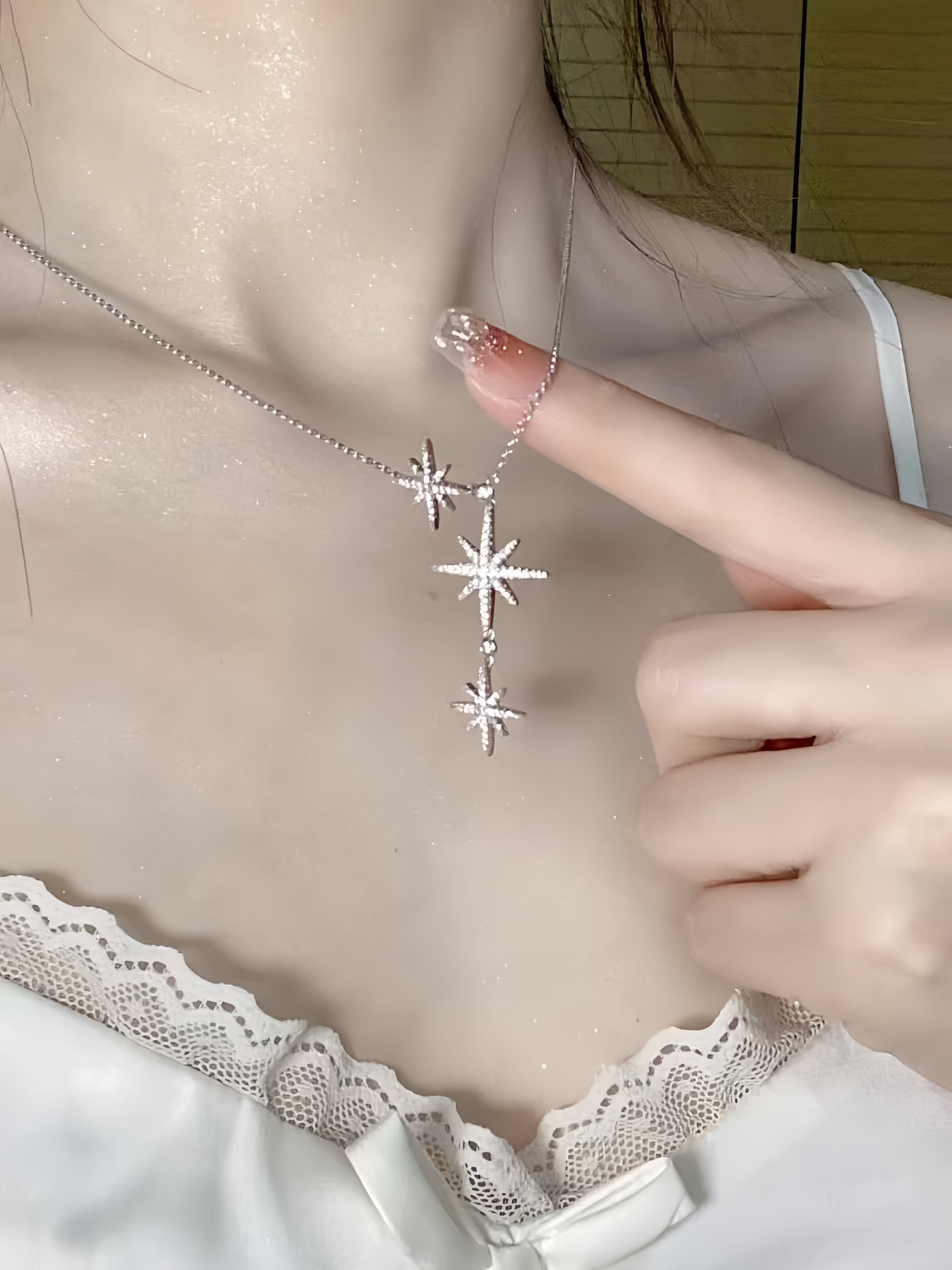 钛钢项链 经典银色（八芒星）项链 流苏显瘦轻奢小众气质ins风