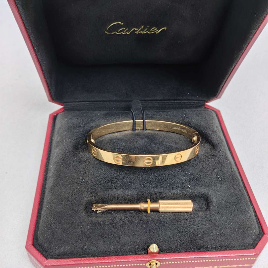 99新 Cartier/卡地亚 卡地亚LOVE手镯宽版18号玫瑰金 12104182