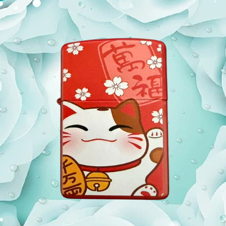 彩绘万福猫防风打火机送男士无油