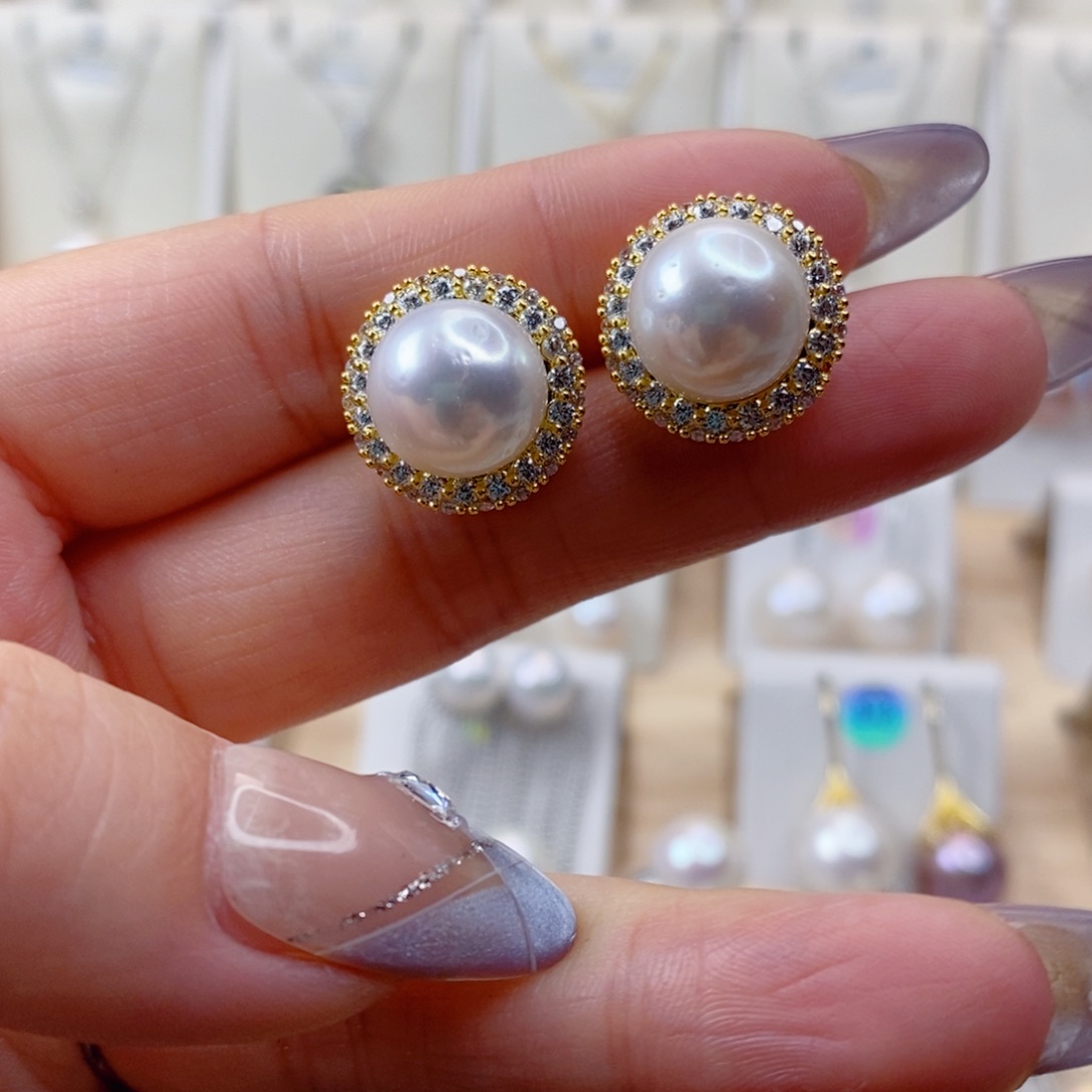 淡水珍珠耳饰合金