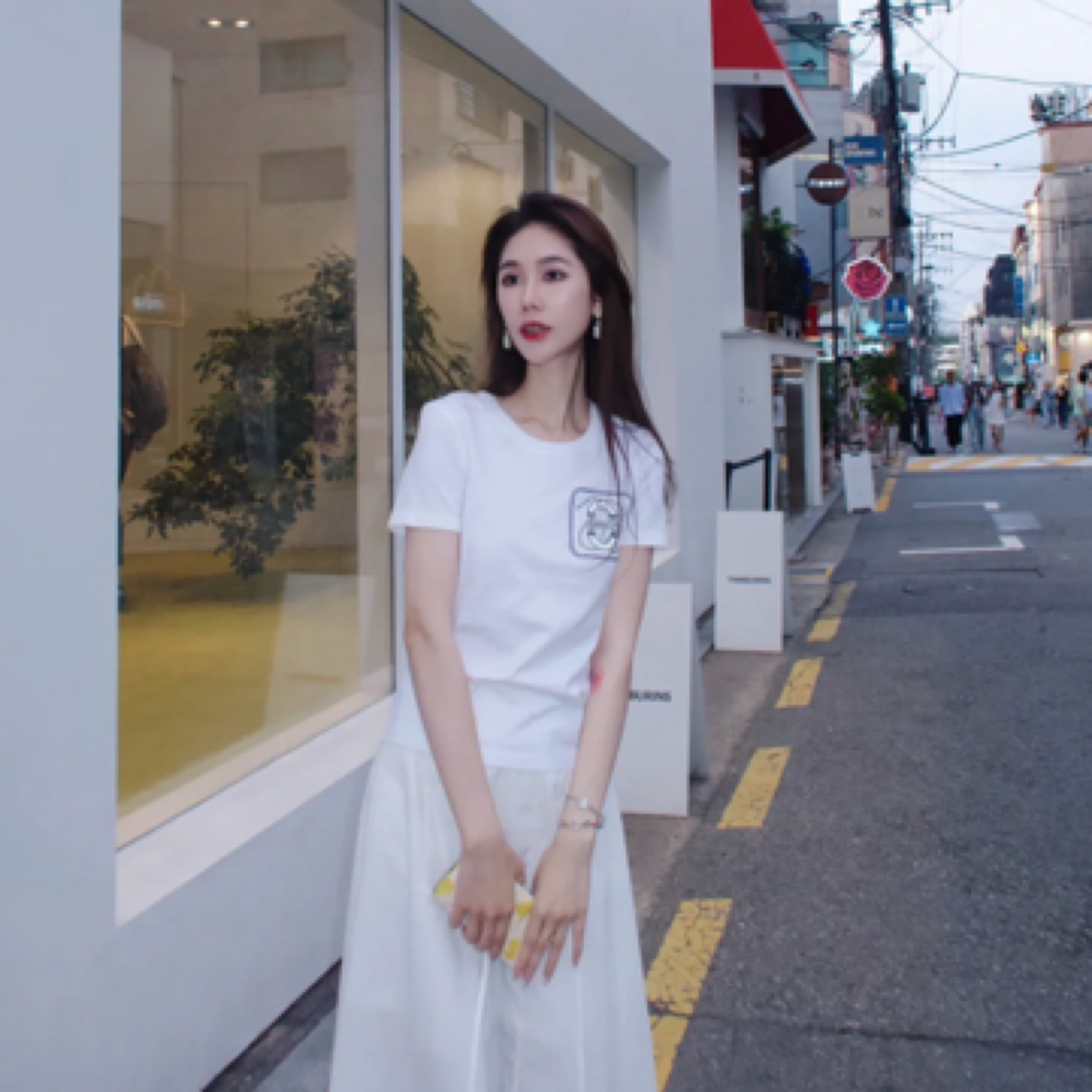 99新 Hermes/爱马仕 WX109698/猪鼻子印花白色短袖/尺码34/