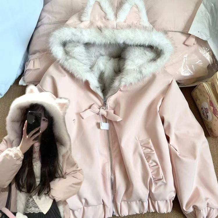 2025新款加厚耐磨不起球时尚大毛领厚款秋冬连帽保暖双面外套