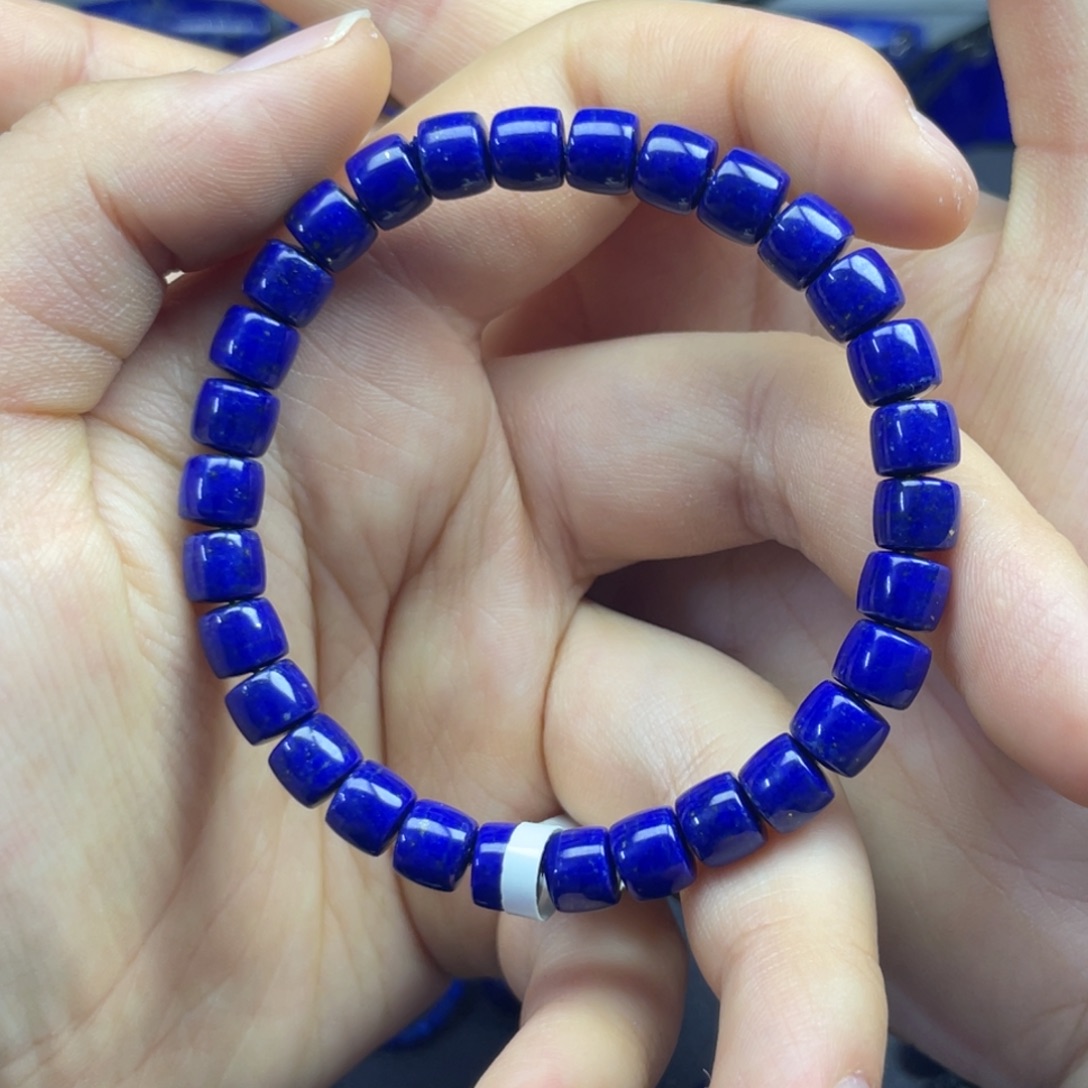 青金石未镶嵌直切手串7+