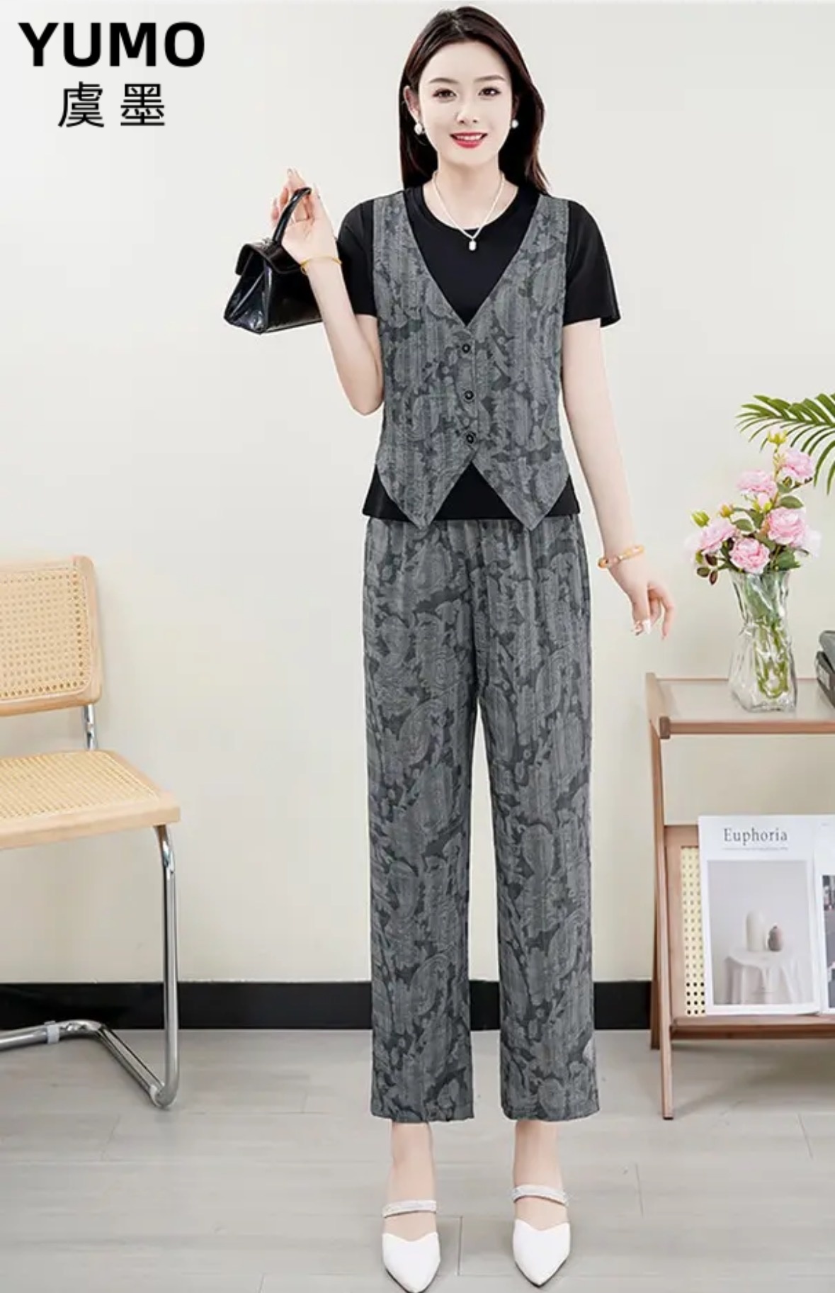 W803休闲风时尚套装减龄夏季新中式气质洋气