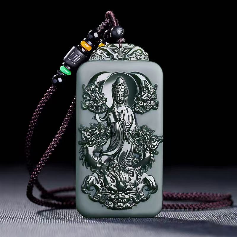 【小辰供应链】精美和田玉和田墨玉观音无事牌