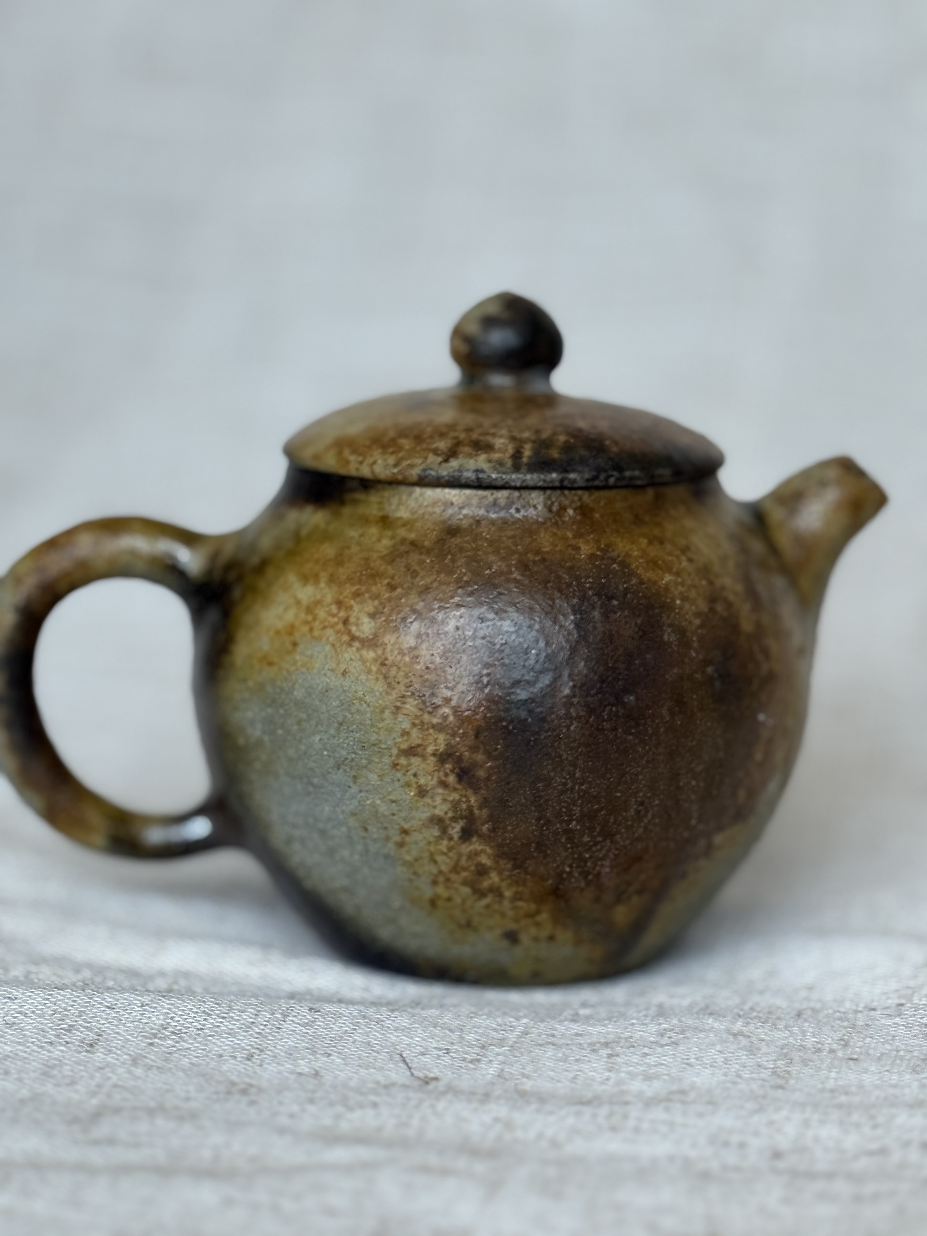 古法裸柴烧手工拉胚自然落灰柴烧壶280毫升