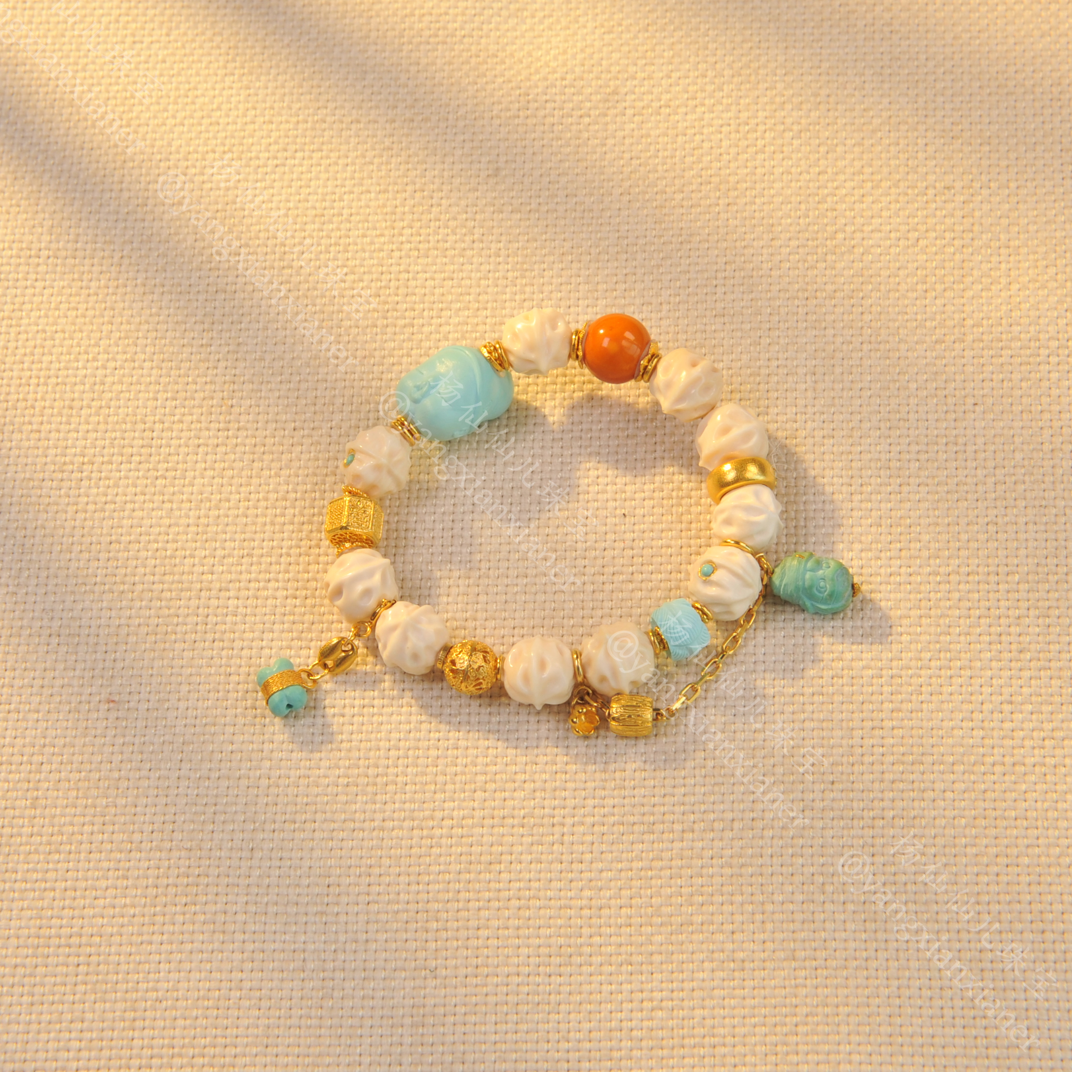 【杨仙仙珠宝】18K金镶嵌绿松石多宝手串- 3583