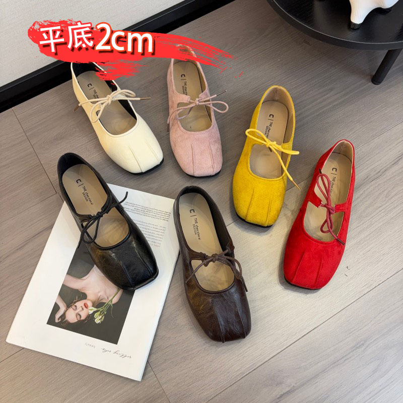 增高玛丽珍鞋女2025春秋季新款户外百搭方头系带防臭平底通勤单鞋