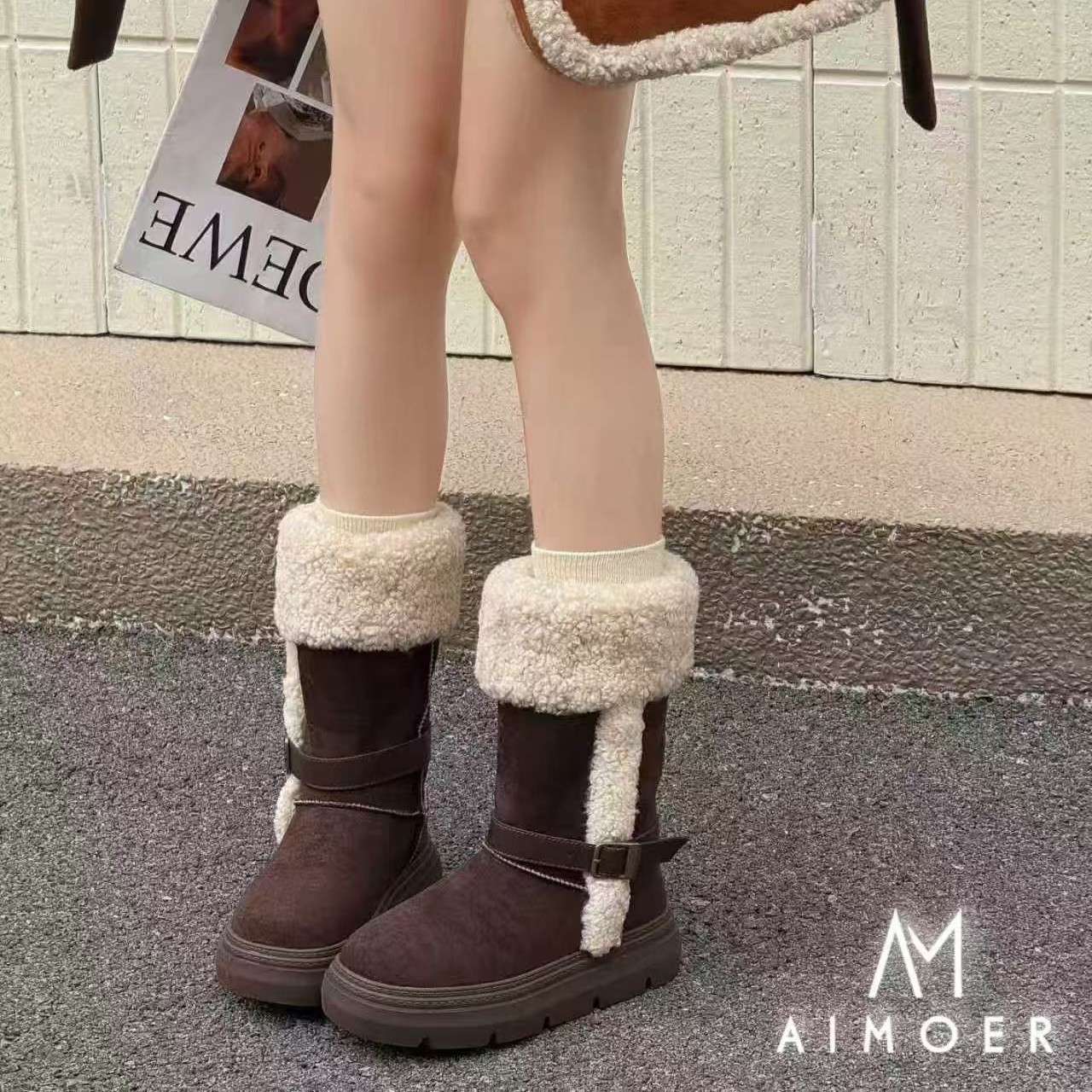 厚底加绒保暖防滑女雪地靴8600-26