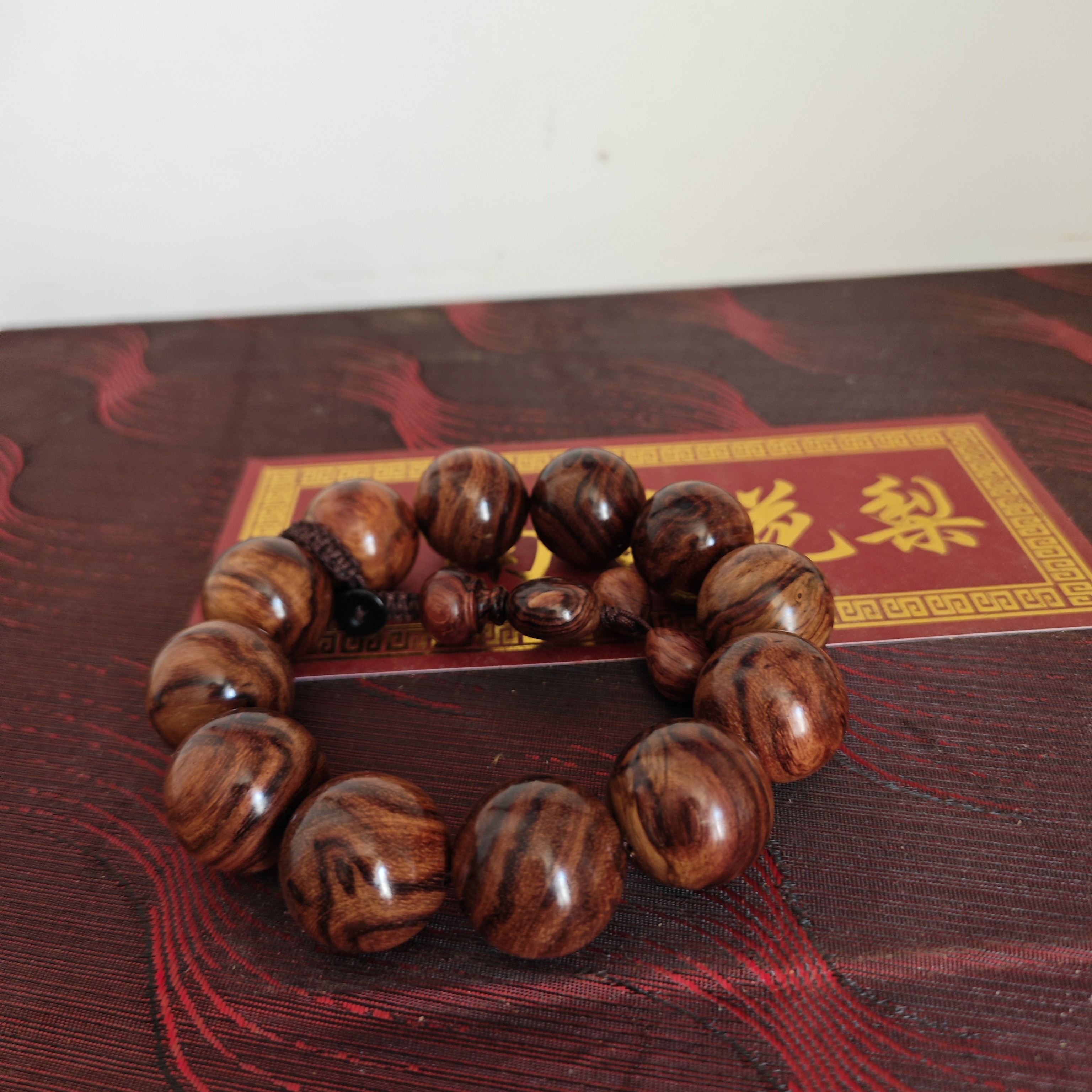 爆满虎皮水波满纹时来运转文玩手串