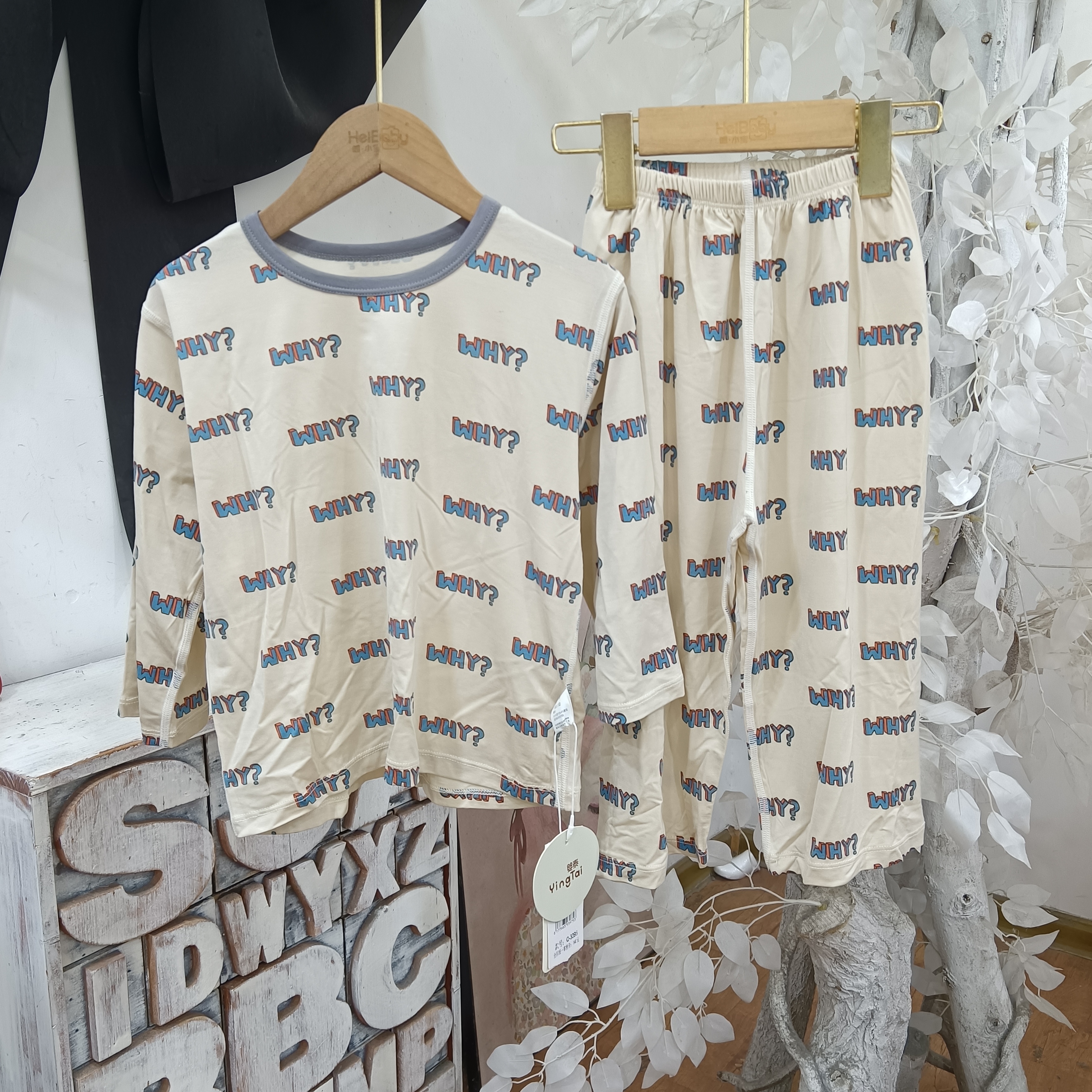 E226灰色七分袖家居服