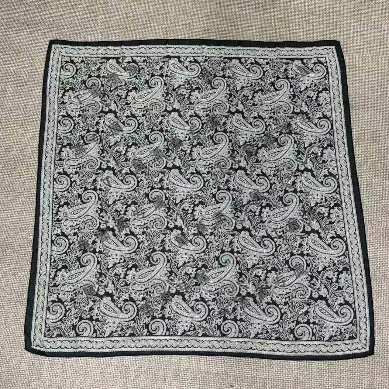 （黑色-永恒腰果）绫绡纱105*105左右方巾围巾