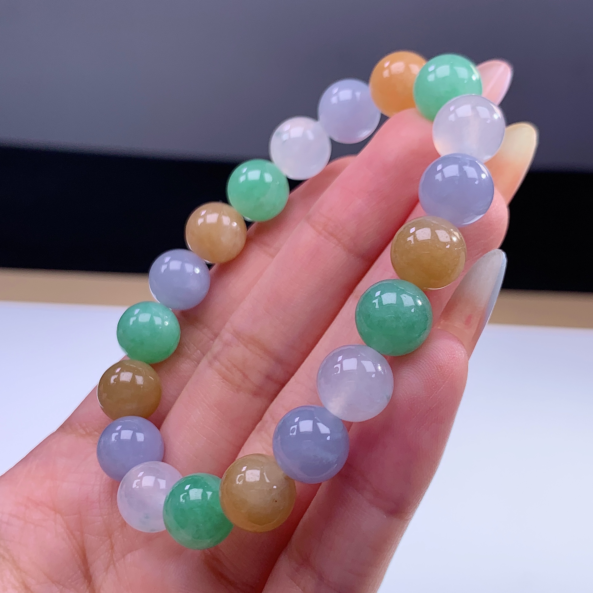 6.6-3-缅甸天然翡翠A货 女款多宝手串尺寸:10mm 19颗粒