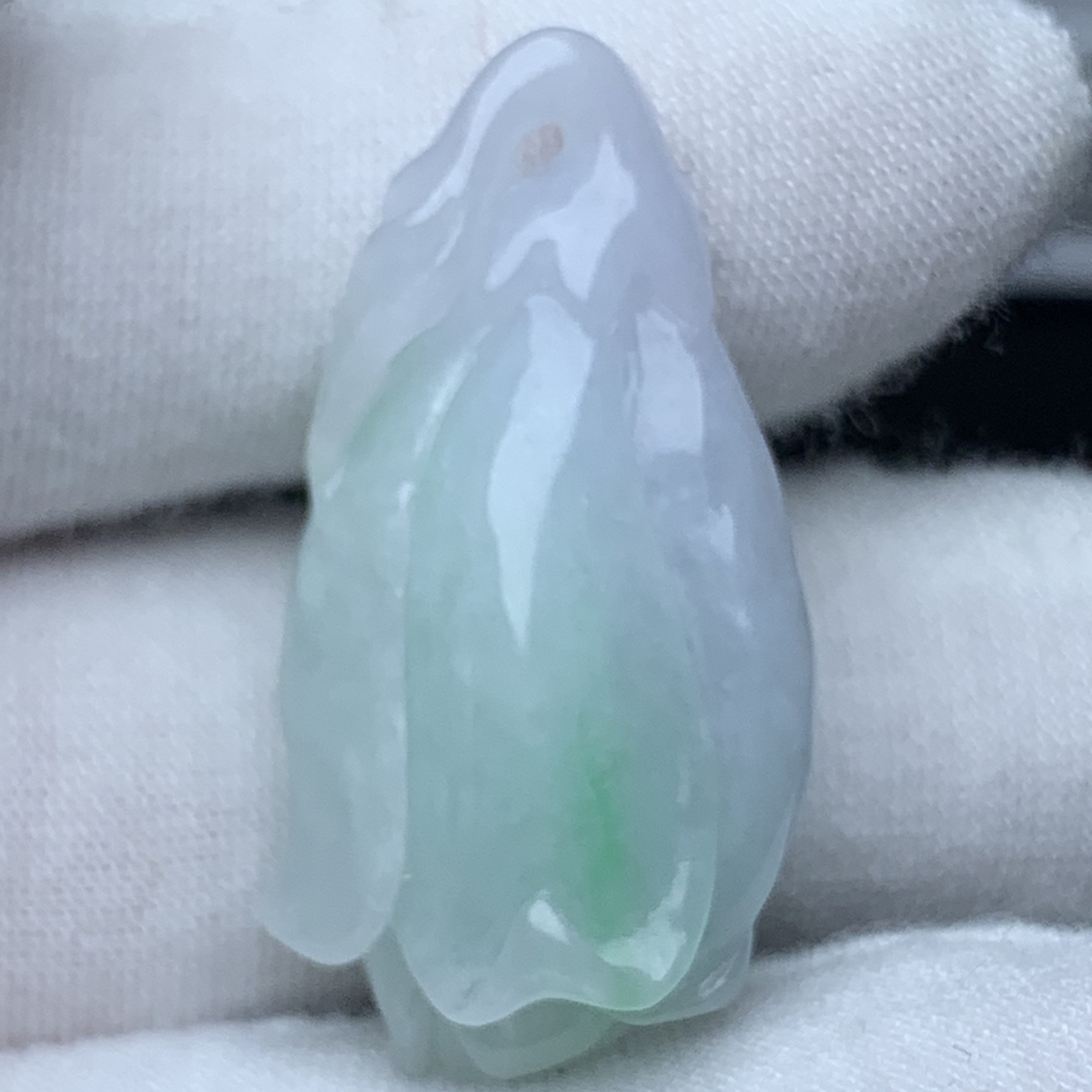天然缅甸翡翠A货飘绿淡紫春彩玉兰花吊坠正品翡翠玉兰花挂件礼物