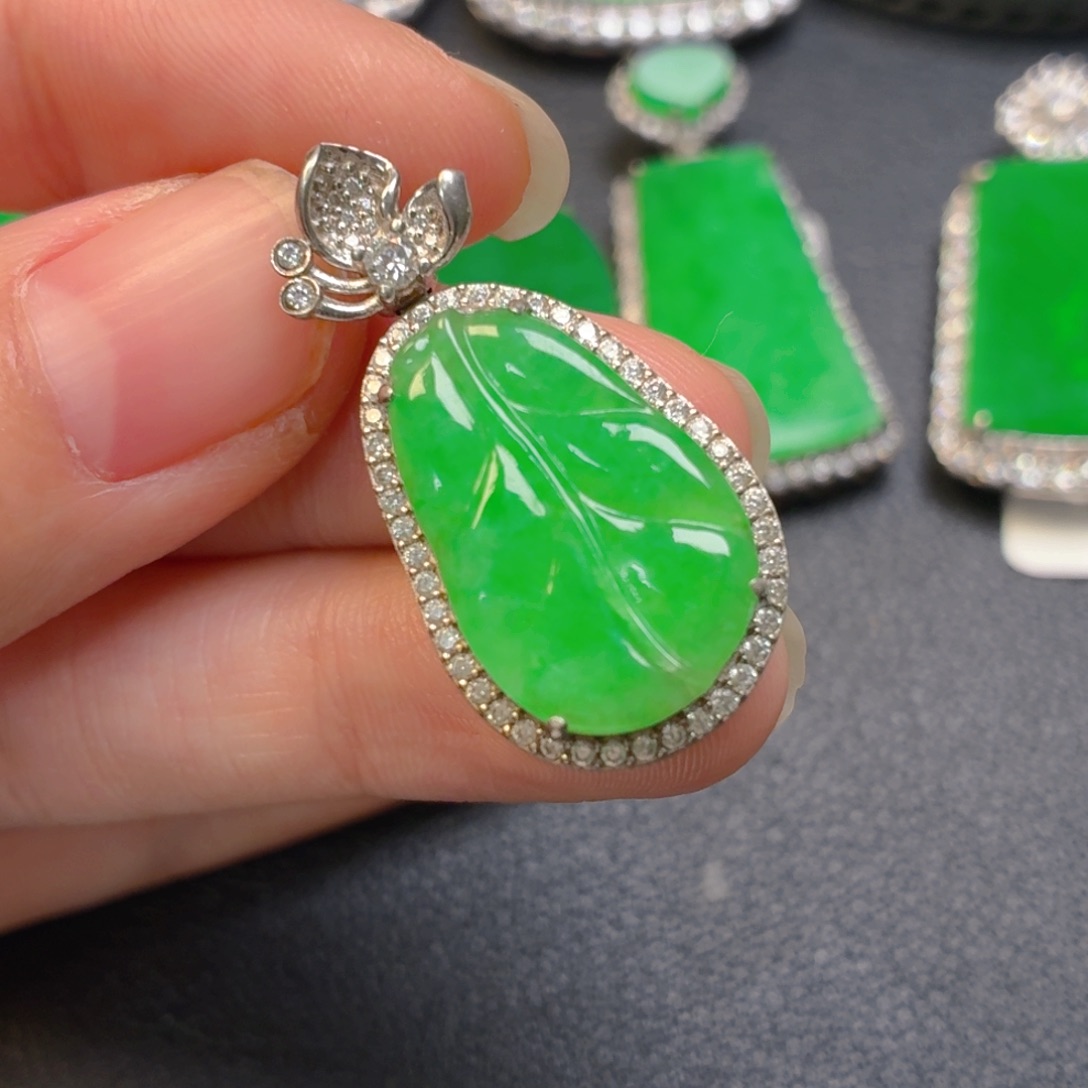 翡翠银S925镶嵌吊坠(不含链)