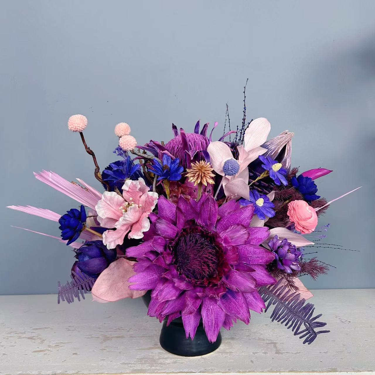 高级感餐桌花干花永生花客厅轻奢摆件品质真花