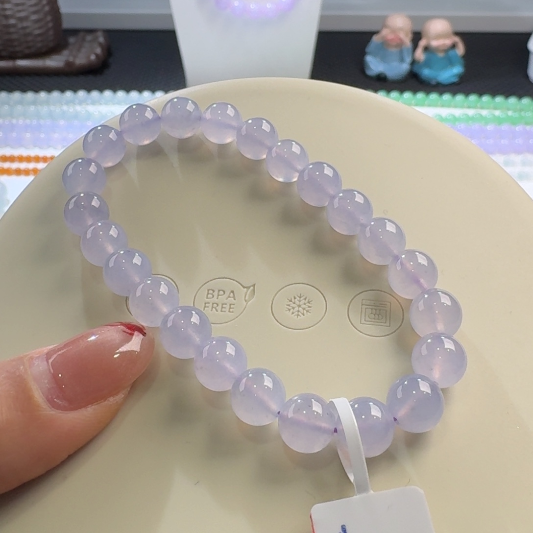 翡翠手链未镶嵌高冰粉紫单圈10mm