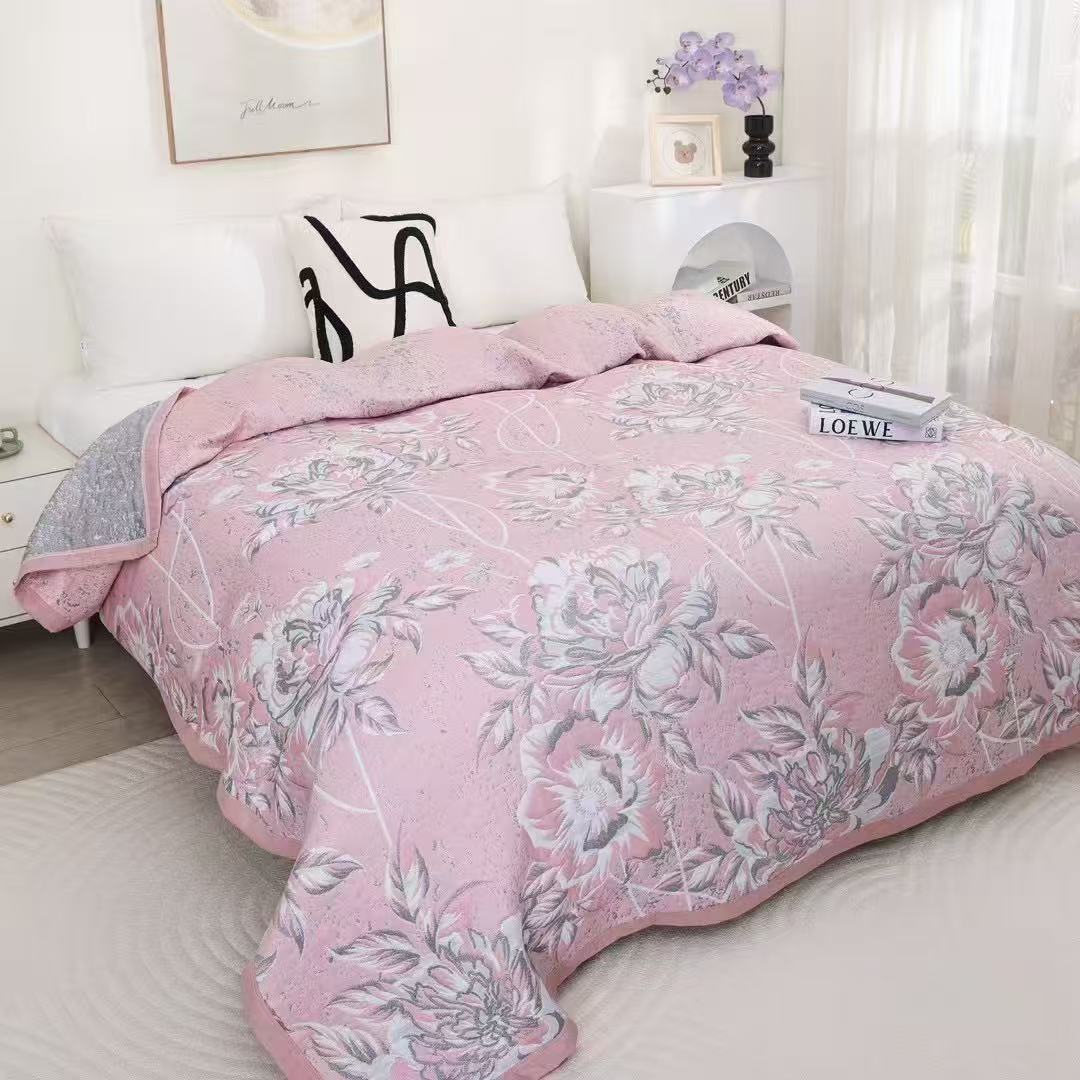 (水仙百合)230*250cm高端轻奢汉麻雨露麻加厚可机洗凉席床盖