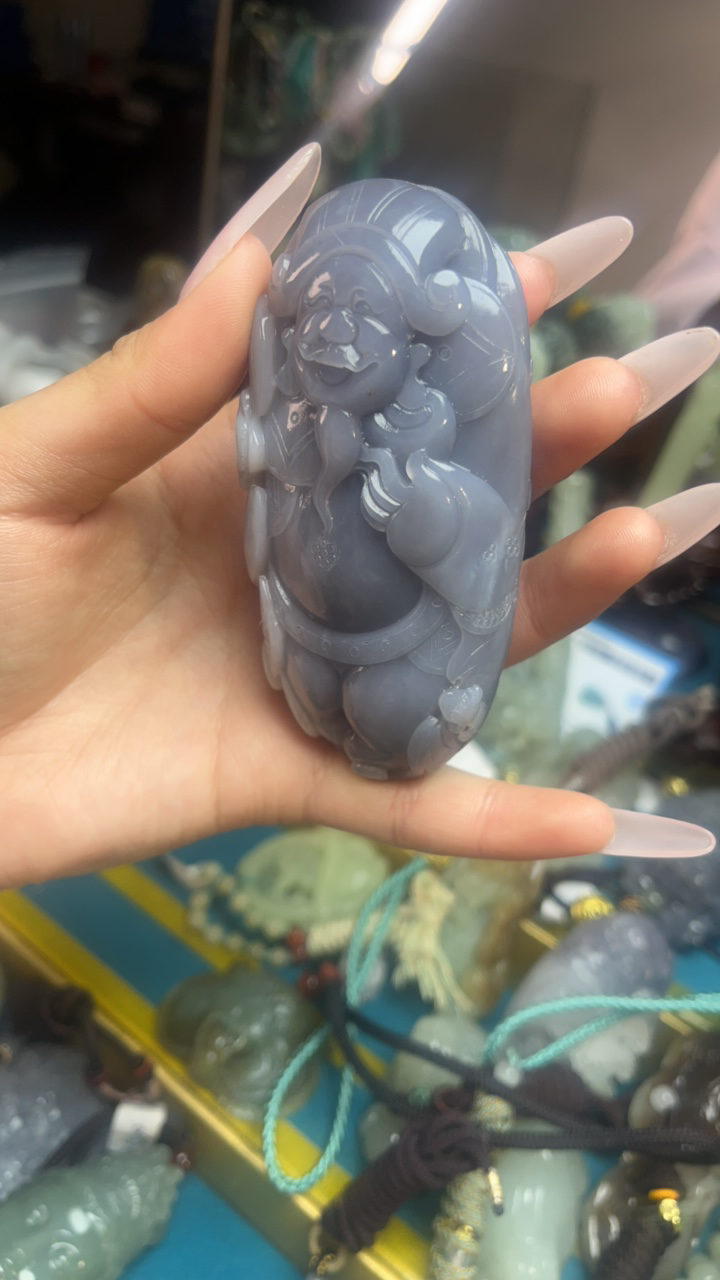 和田玉烟紫随行吊坠