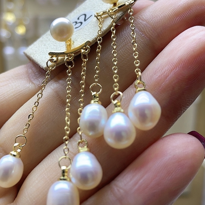 淡水珍珠耳饰银S925镶嵌