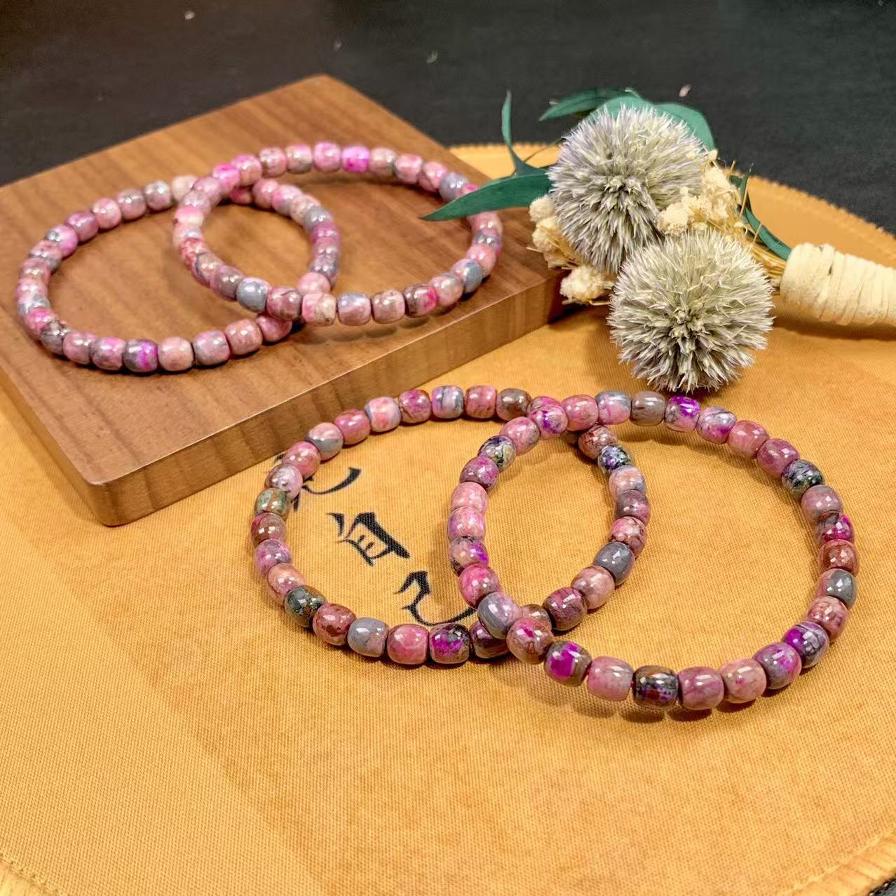 潮生石丨舒俱来归圆汉堡珠手串6mm*6mm+/多样性发其一/C01528