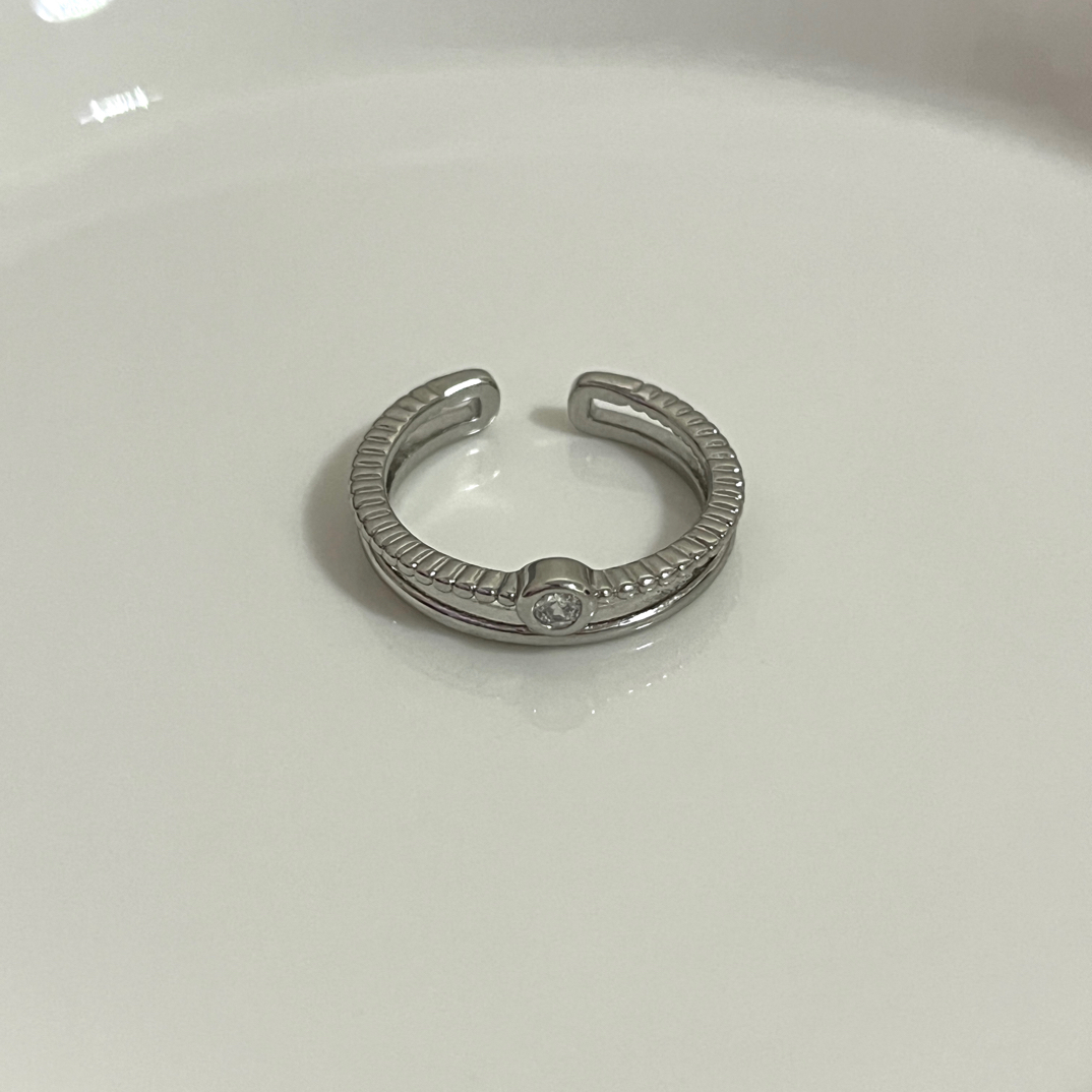 纯铜锆石戒指 Lumen•双层锆石镶嵌 气质