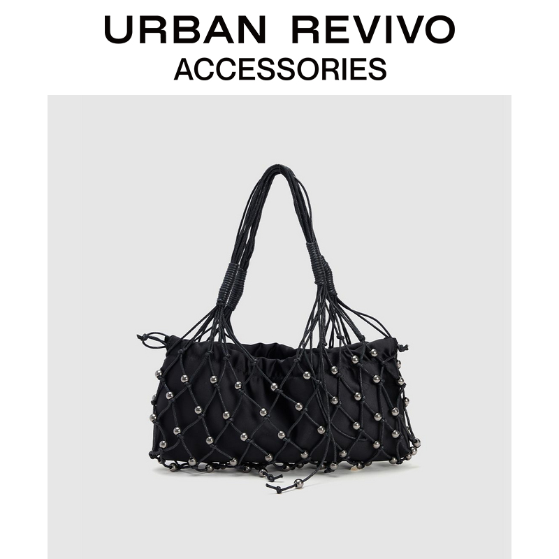 URBAN REVIVO2025春季新款女士蜡绳编织圆珠单肩包UAWB50079