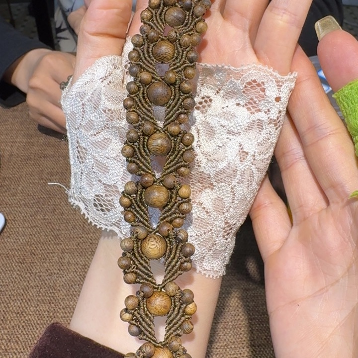 沉香手串琼绿奇楠沉香DIY圆珠创意手串单圈