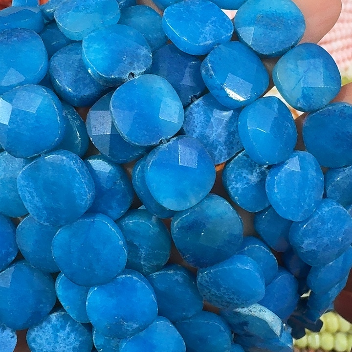 玛瑙/玉髓合金珠宝半成品一条蓝色切面圆角方块