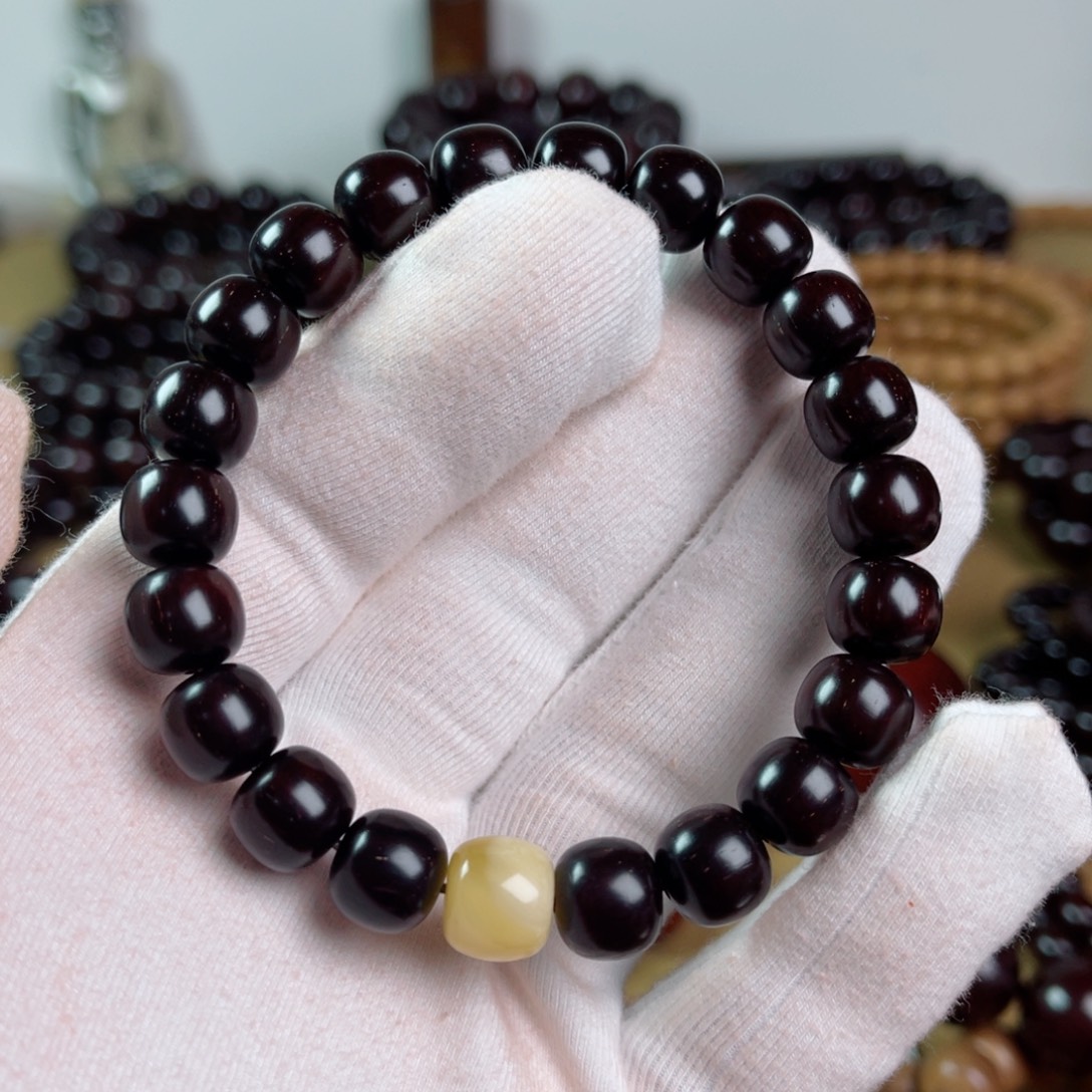 小叶紫檀手串/手链9/10老型高油润老泥料多星配蜜蜡