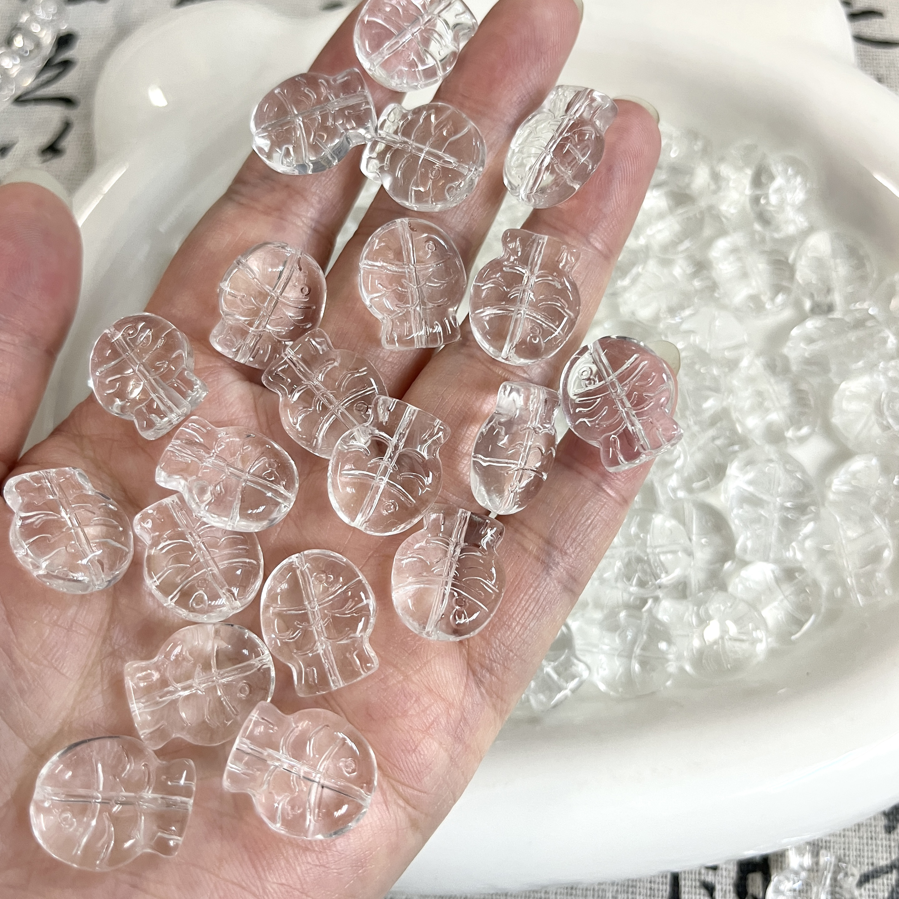 高品透体仿白水琉璃配件手工diy手链项链【下单备注详情图编号】
