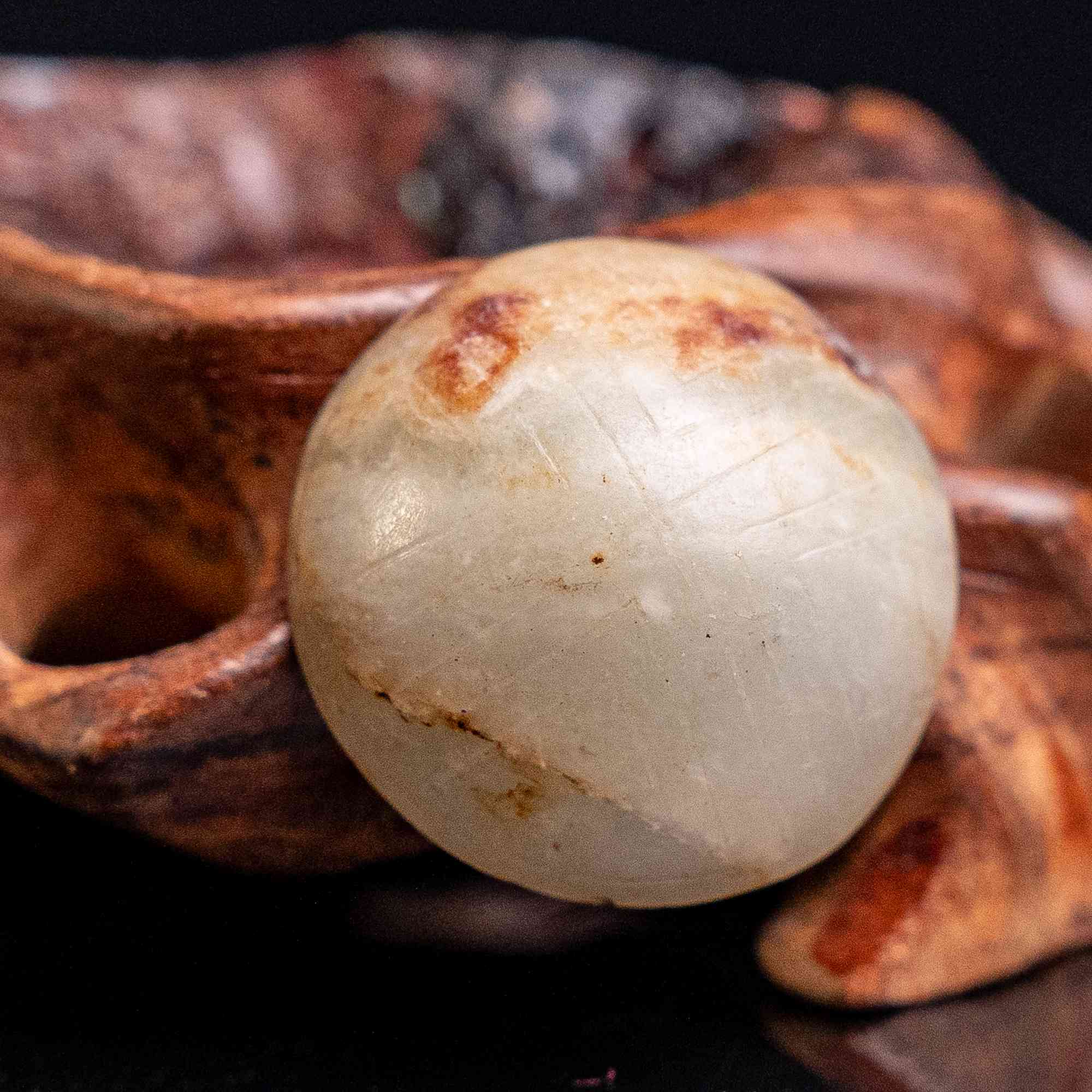 明代和田玉团寿纹帽花-NX