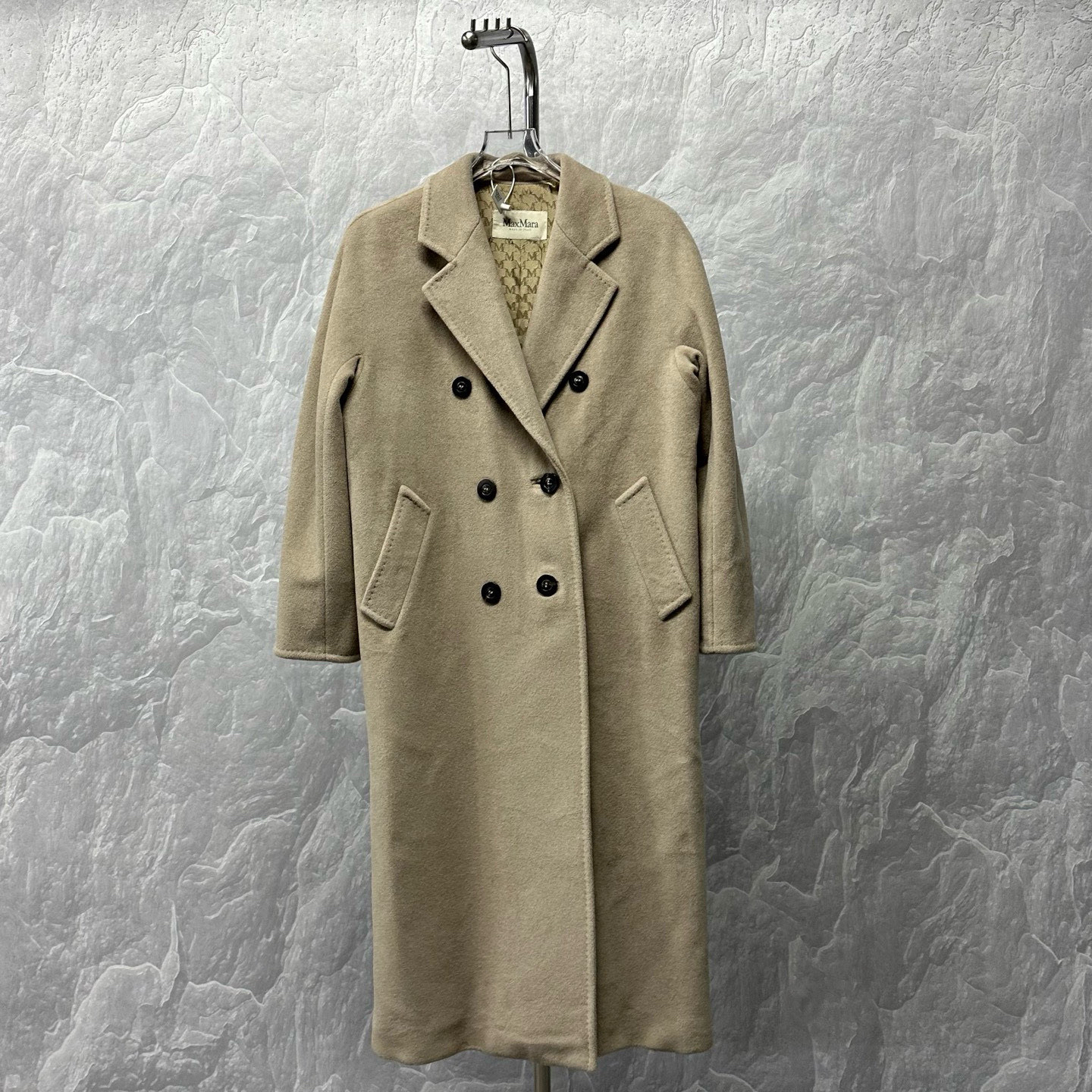 99新 MaxMara 经典厚毛呢101801羊绒双排扣长款大衣38码O00062