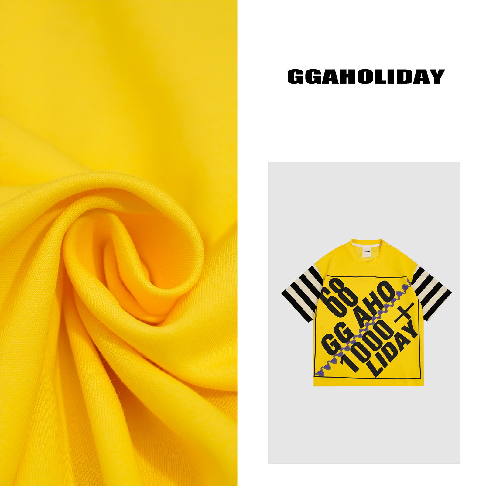 GGAHOLIDAY夏季时尚宽松休闲印花圆领潮流短袖T恤-152502