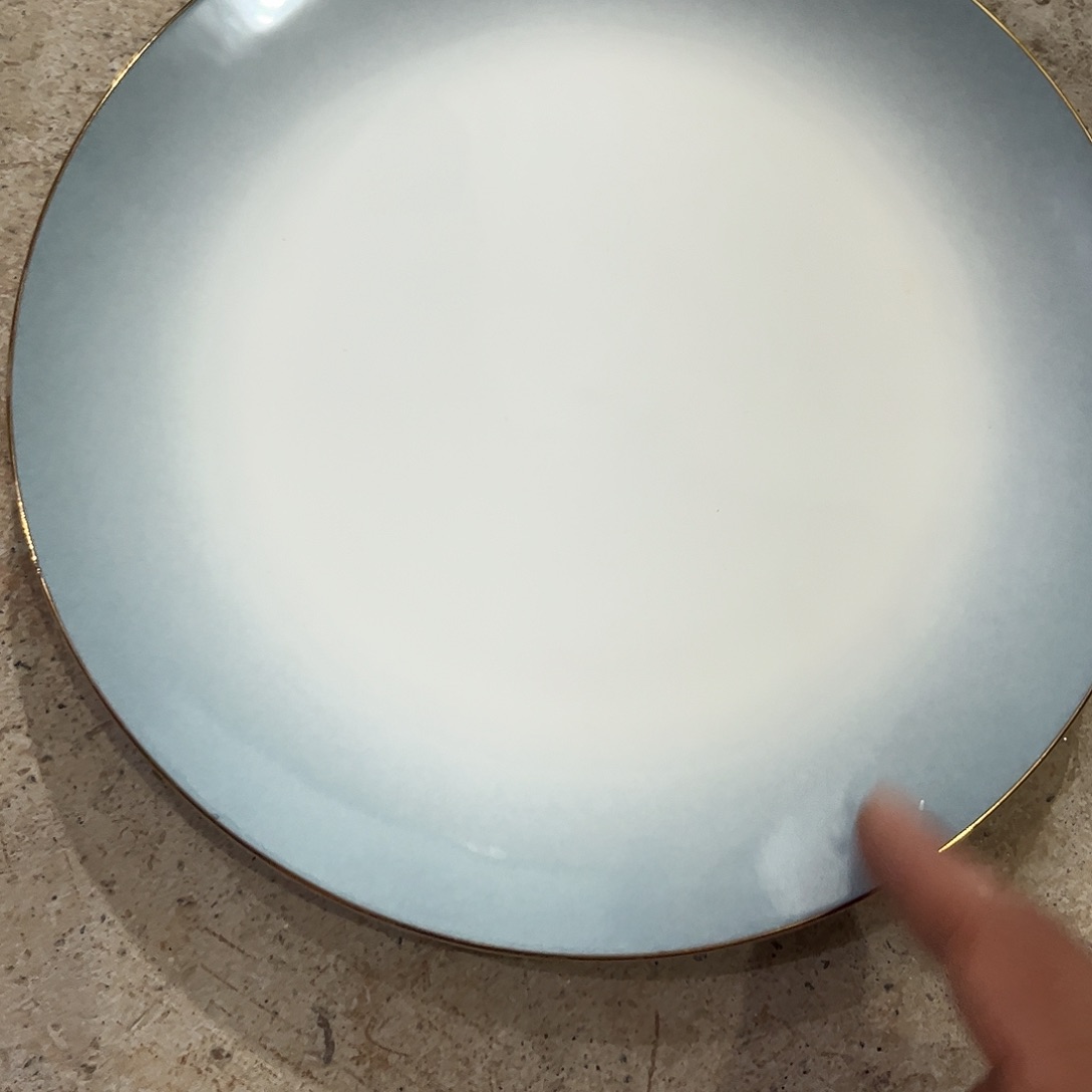 瓷片渐变八寸浅盘四个微瑕