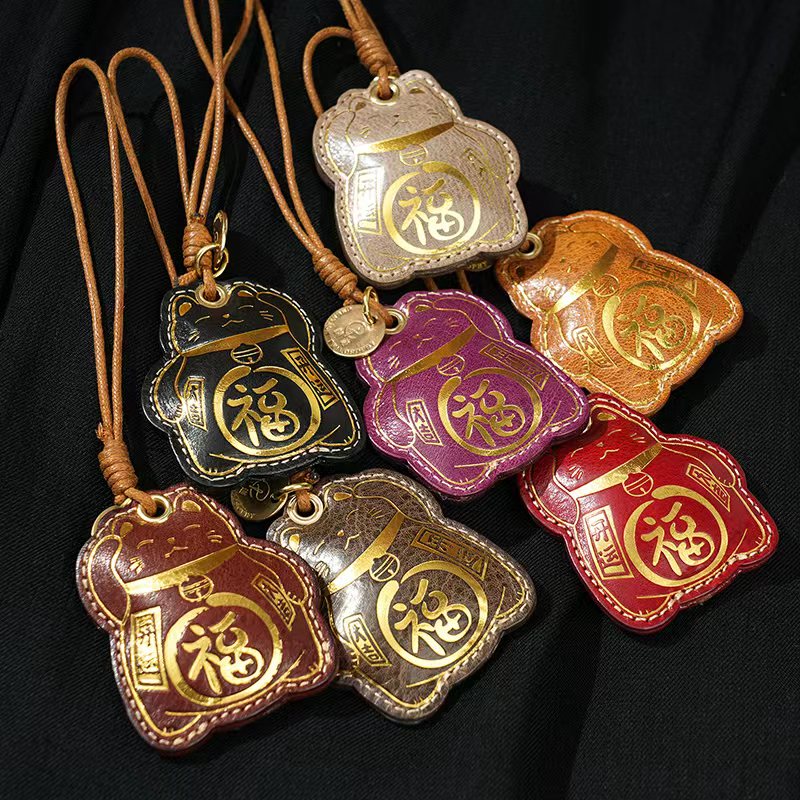 制道手工皮具动物挂件小猫咪挂件00260