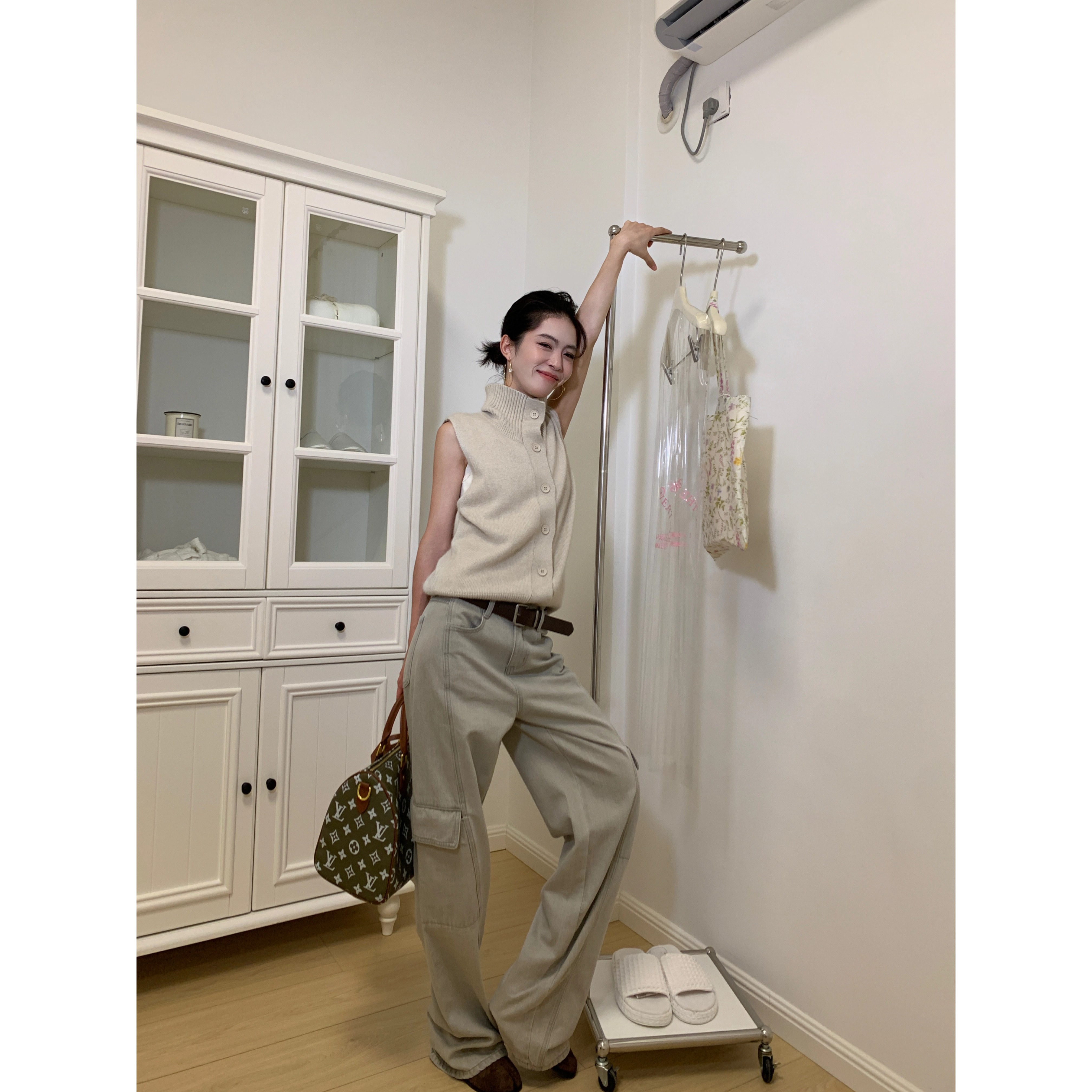 秋冬新款断码捡漏.‘立体质感’设计剪裁内收工装腰带牛仔长裤5149