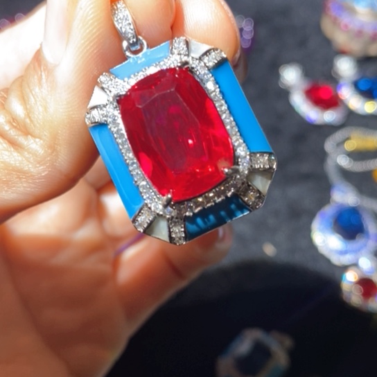 红宝石戒指银S925镶嵌