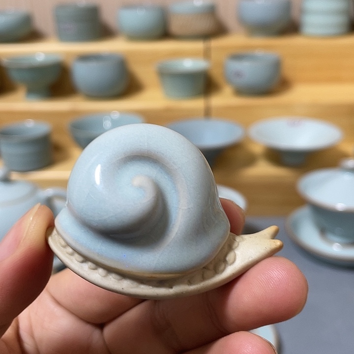 杯子陶瓷天青茶宠蜗牛