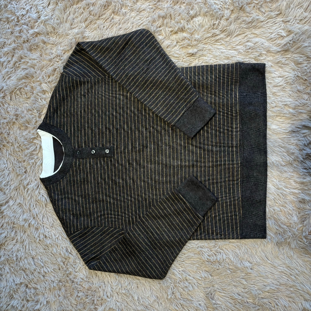 赞仕假两件条纹长袖T恤秋冬加绒加厚羊毛百搭2025新款内搭体恤