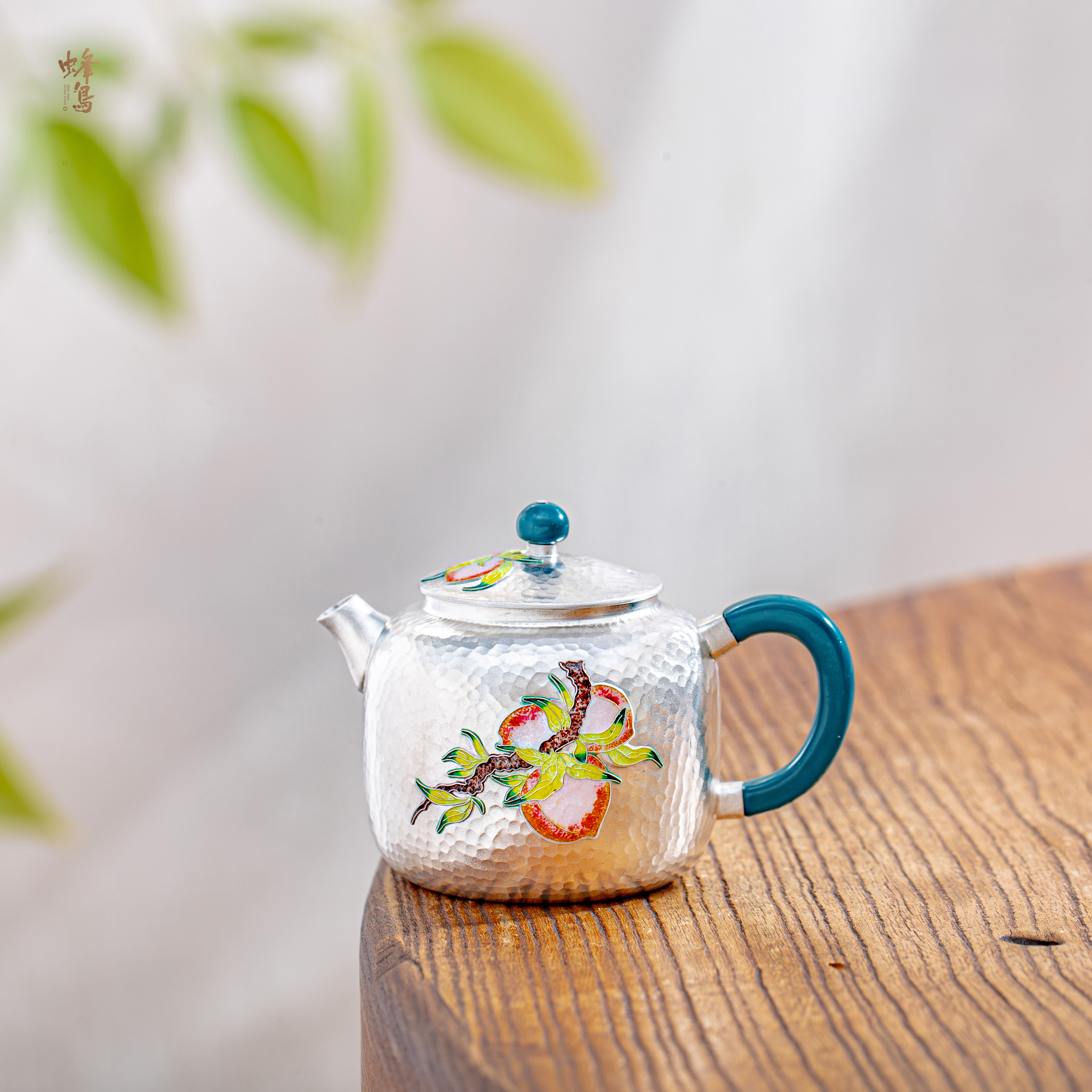 蜂鸟工坊 出口 漆把漆钮七宝烧桃子小壶 FNNA1957
