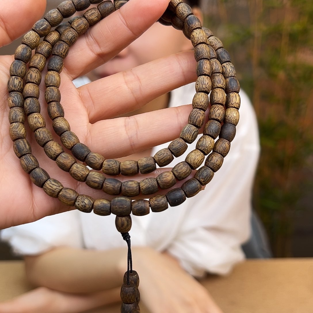 沉香手串海南老白奇金丝蜜结米桶珠多圈一条0.6➕