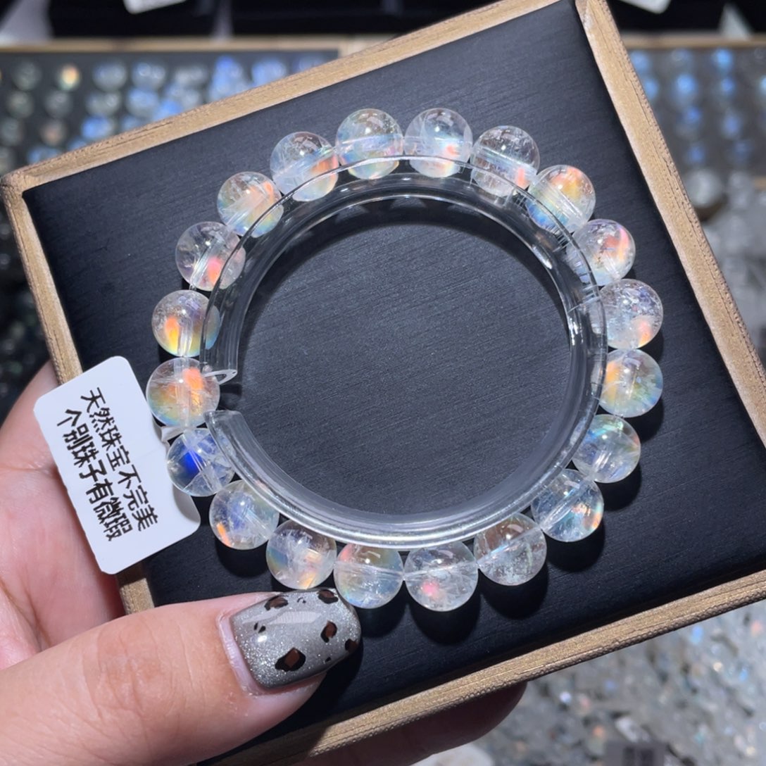 手链长石未镶嵌马岛幻彩月光石手链9.5mm+