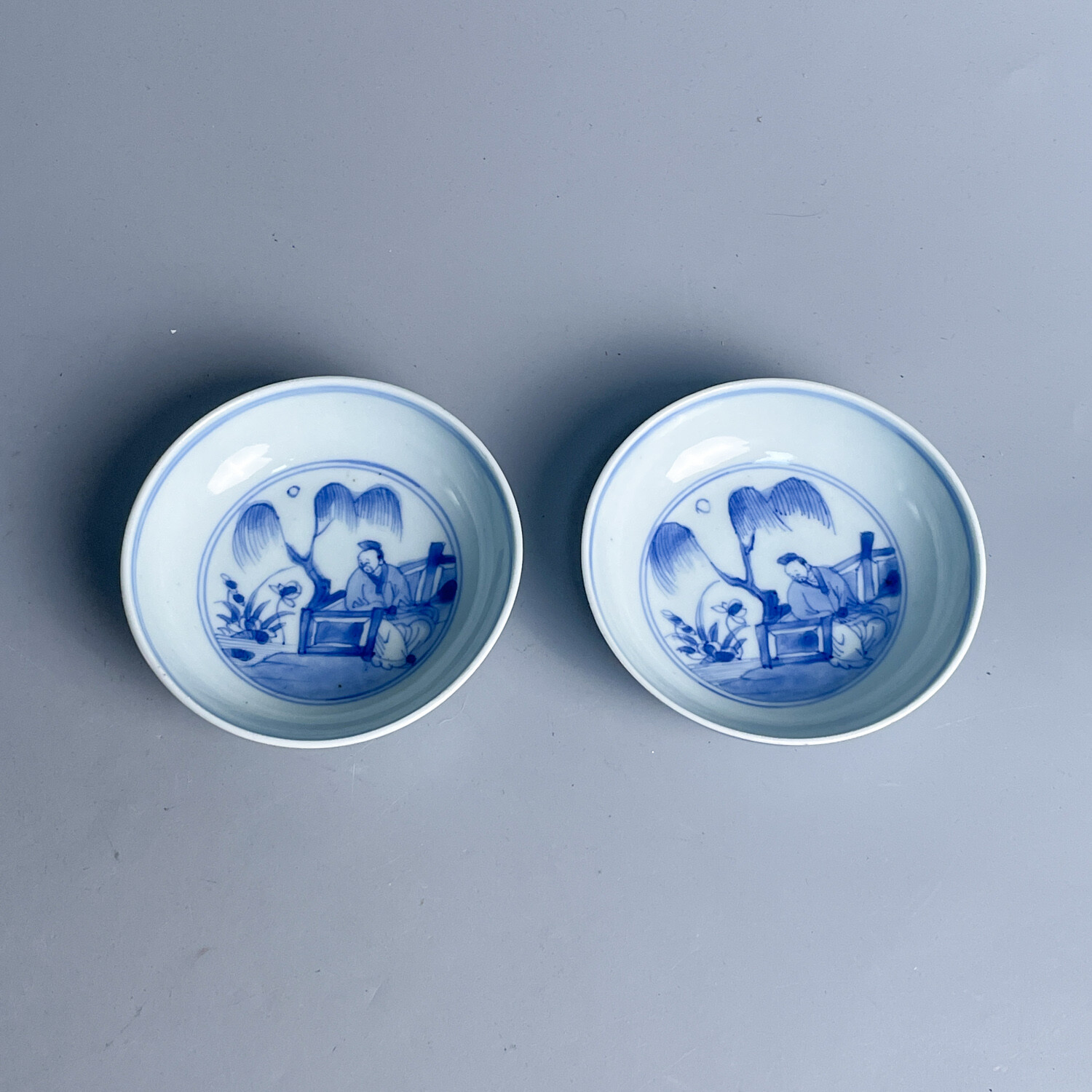 清雍正青花人物洗（一对）-M25H7006539