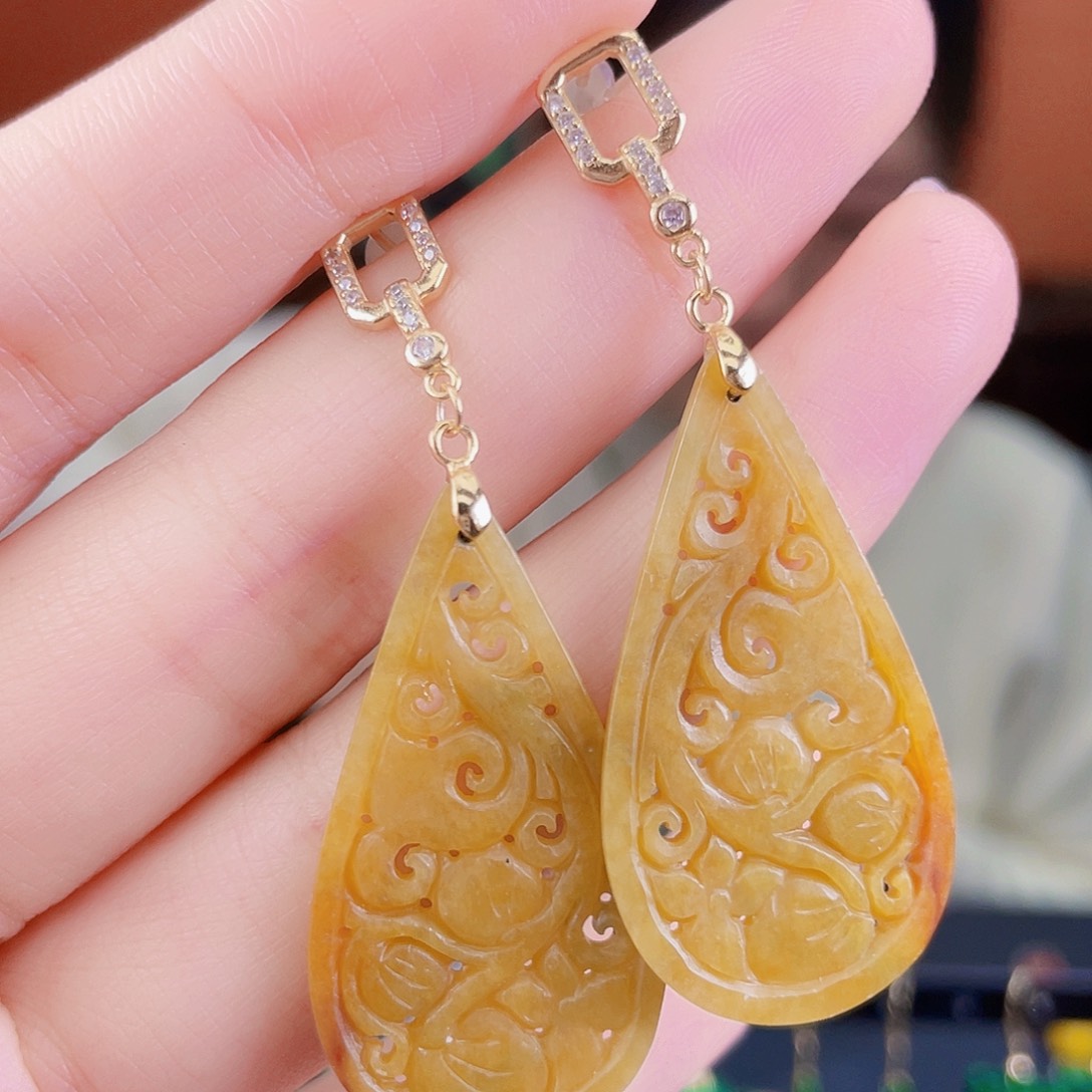 翡翠银S925镶嵌耳饰