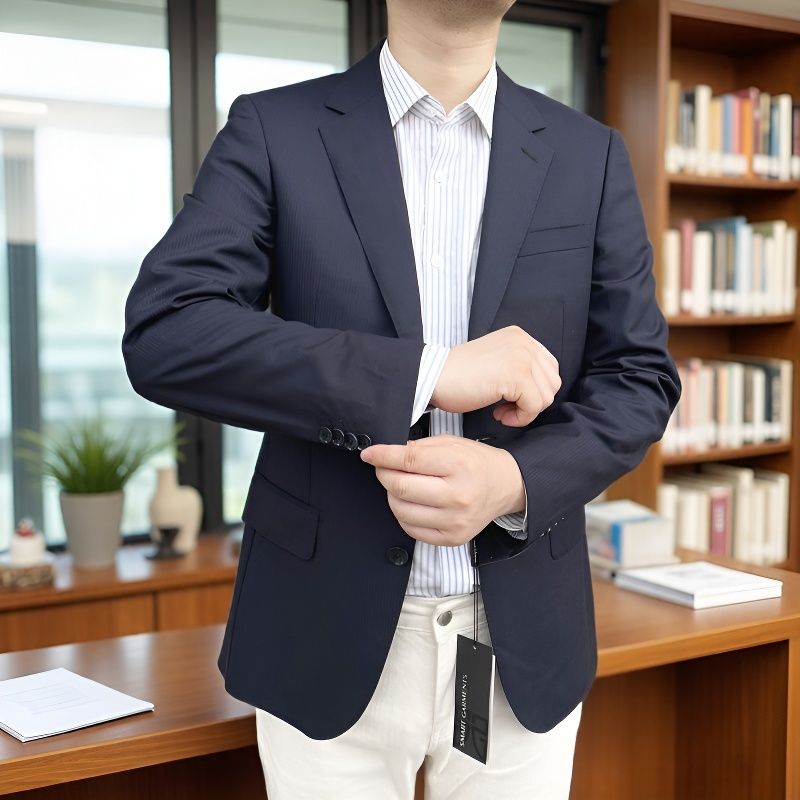 860304 羊毛49%+桑蚕丝30.6% 新款男士春秋西服二粒扣羊毛单西男