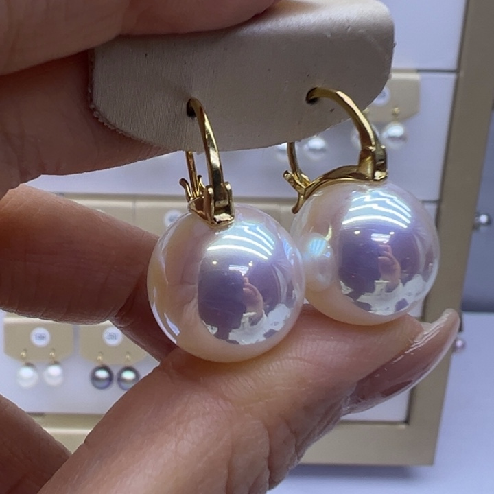 银S925镶嵌耳饰淡水珍珠